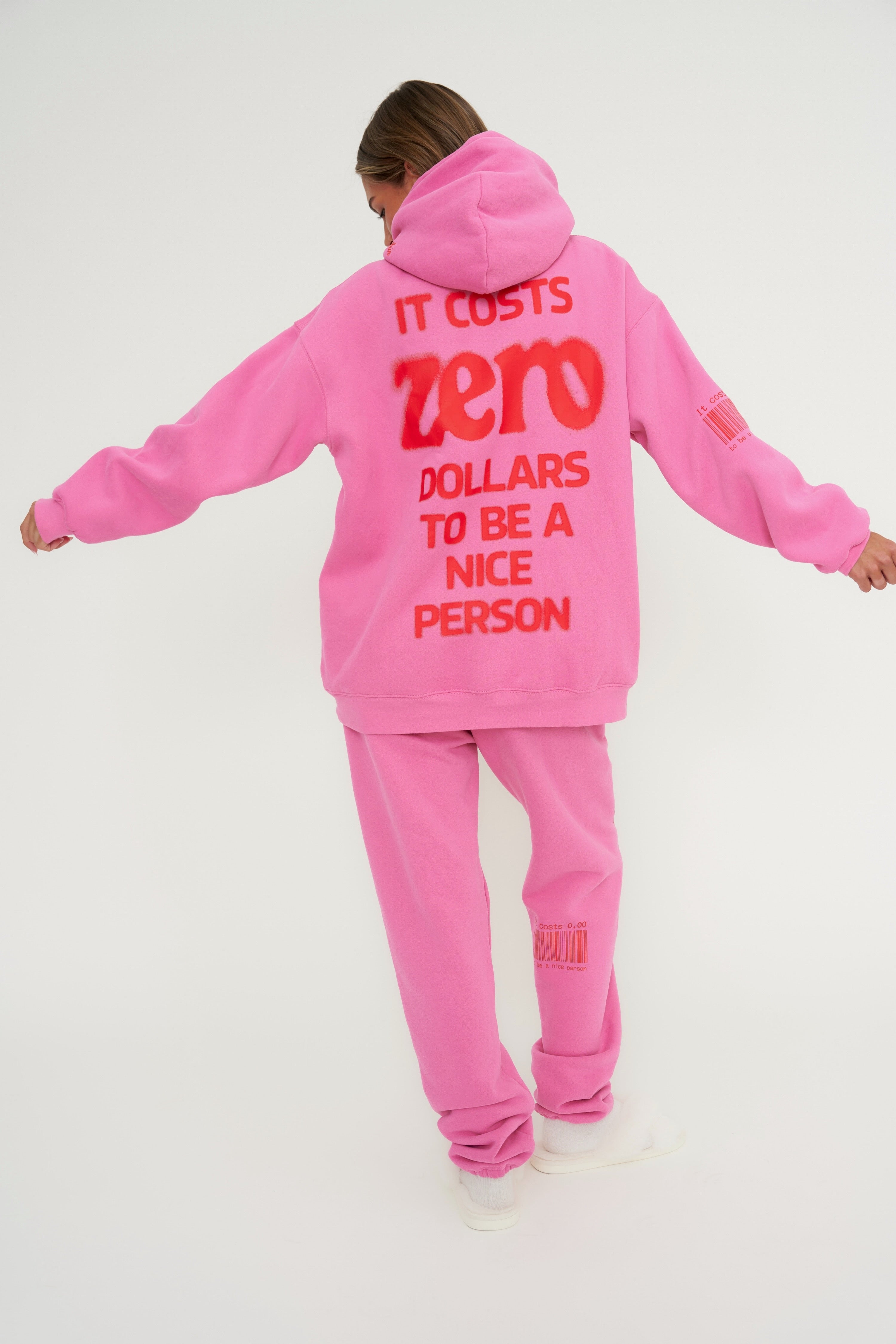 It Costs $0.00 To Be A Nice Person Pink Hoodie