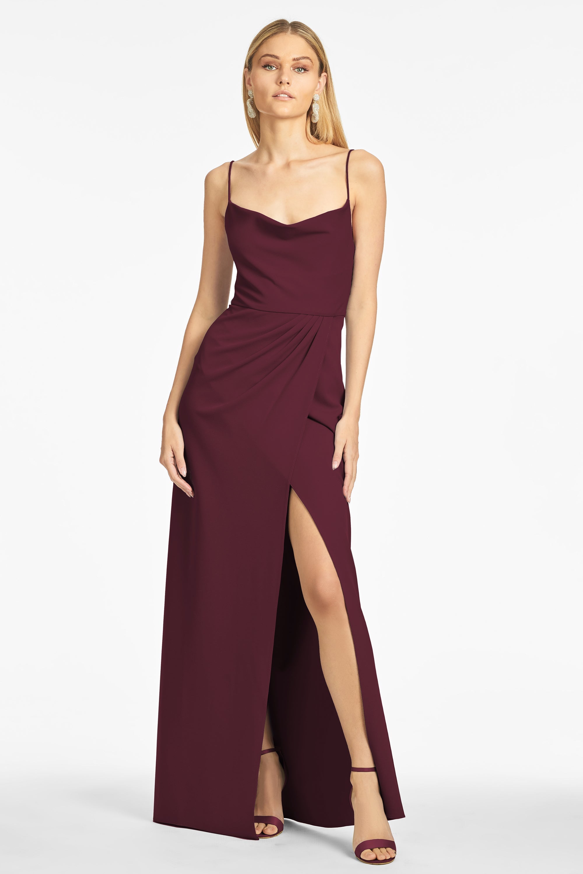 Paulina 4-Way Stretch Crepe Gown - Deep Wine - Final Sale