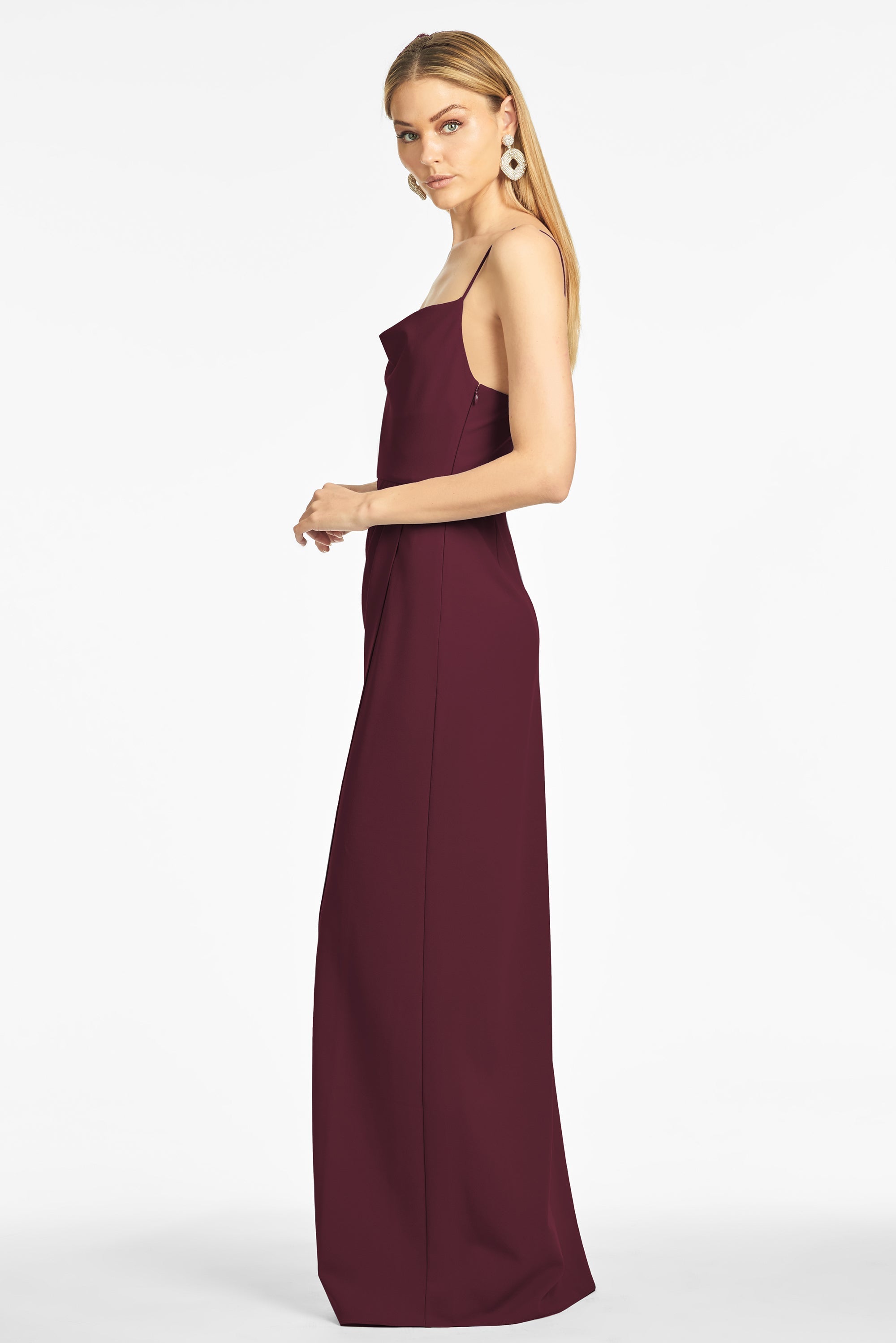 Paulina 4-Way Stretch Crepe Gown - Deep Wine - Final Sale