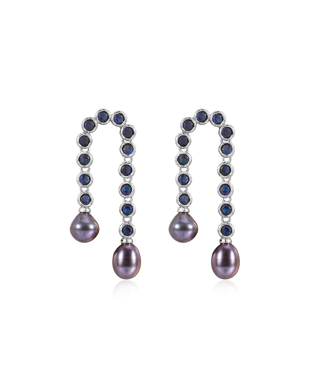 The Pave Blue Pearl U Studs