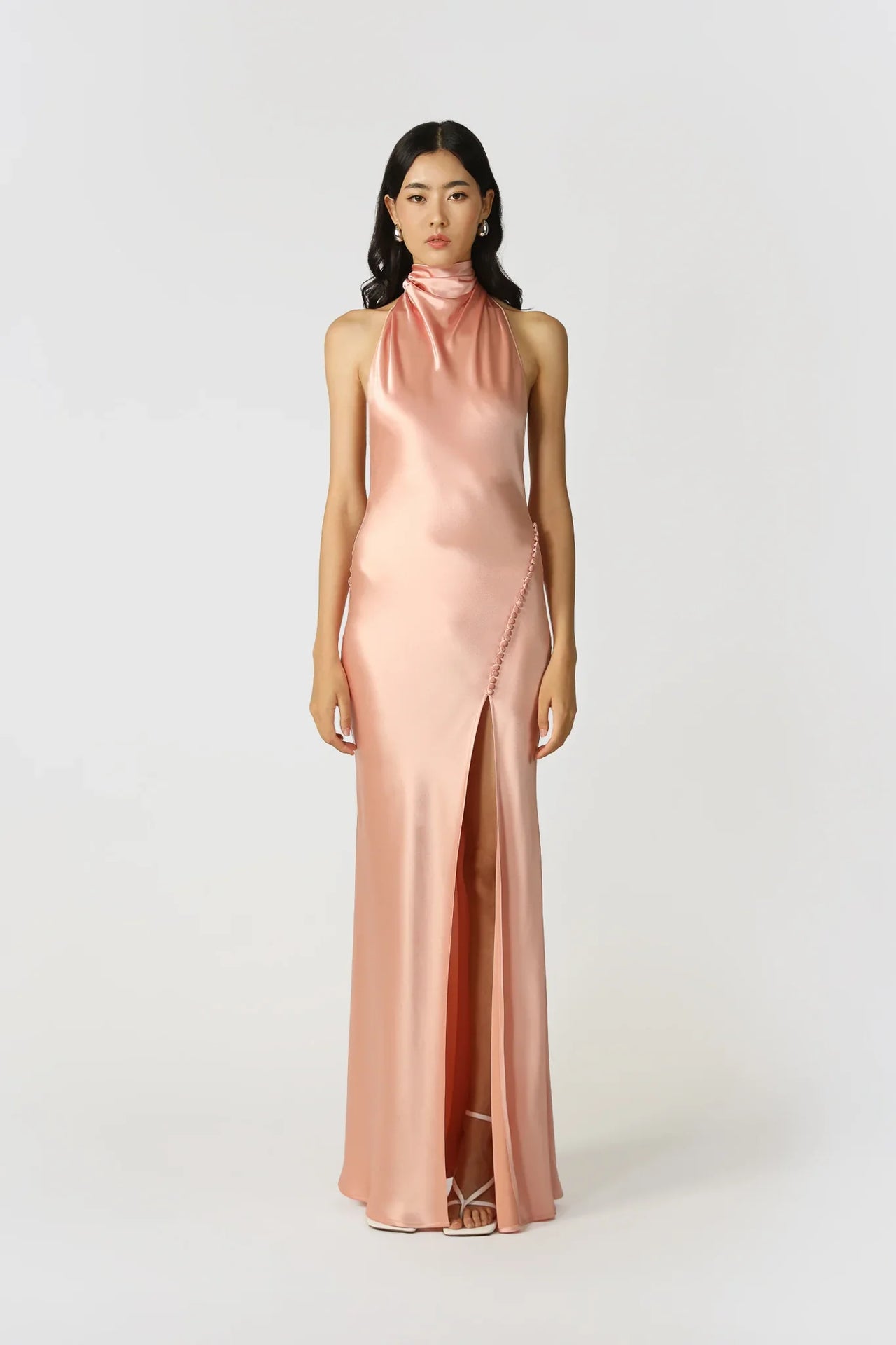 Penelope Backless Satin Gown - Pink Champagne