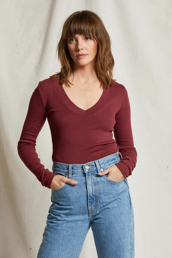 T154 - Viola - V Neck Rib Long Sleeve