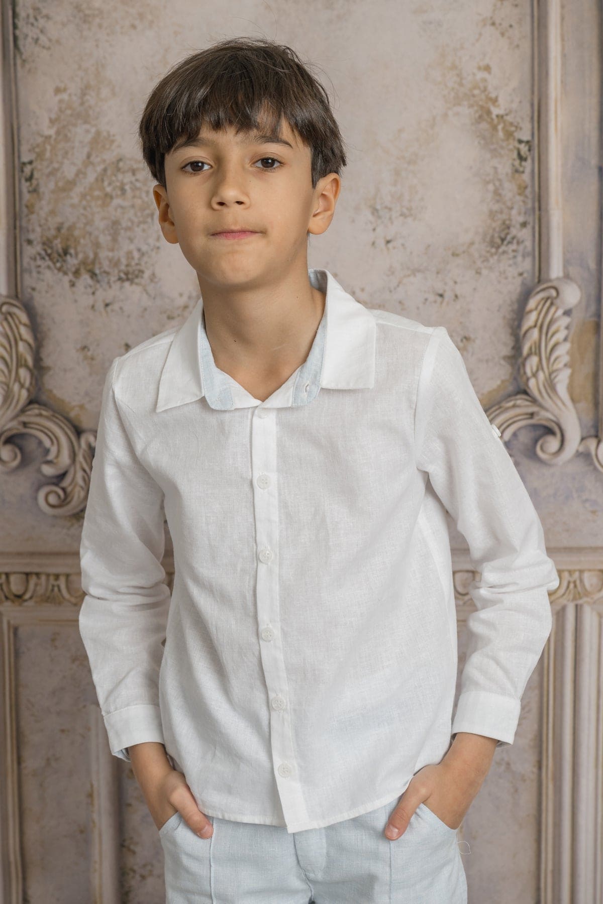 Charlotte Baby Blue Boys' Button Down Shirt - Petite Maison Kids