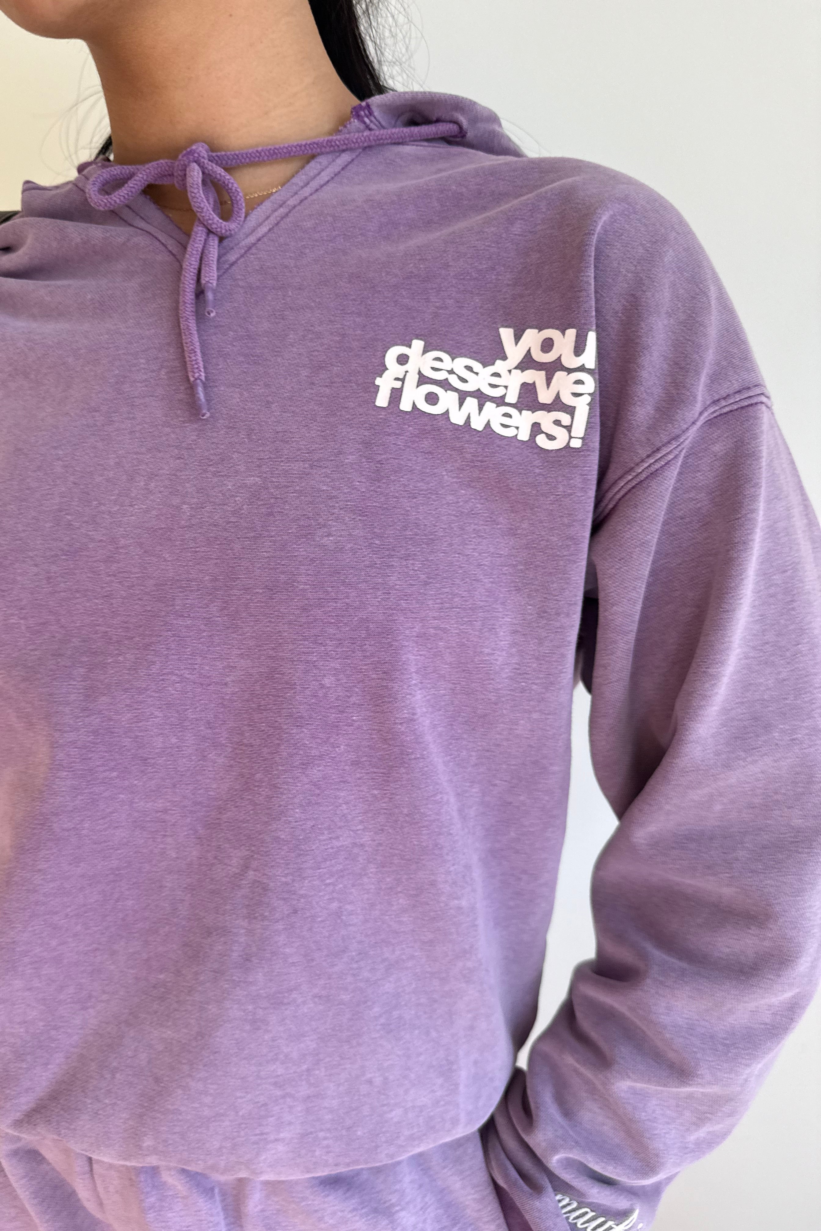 You Deserve Flowers Relaxed Notch-Neck Hoodie