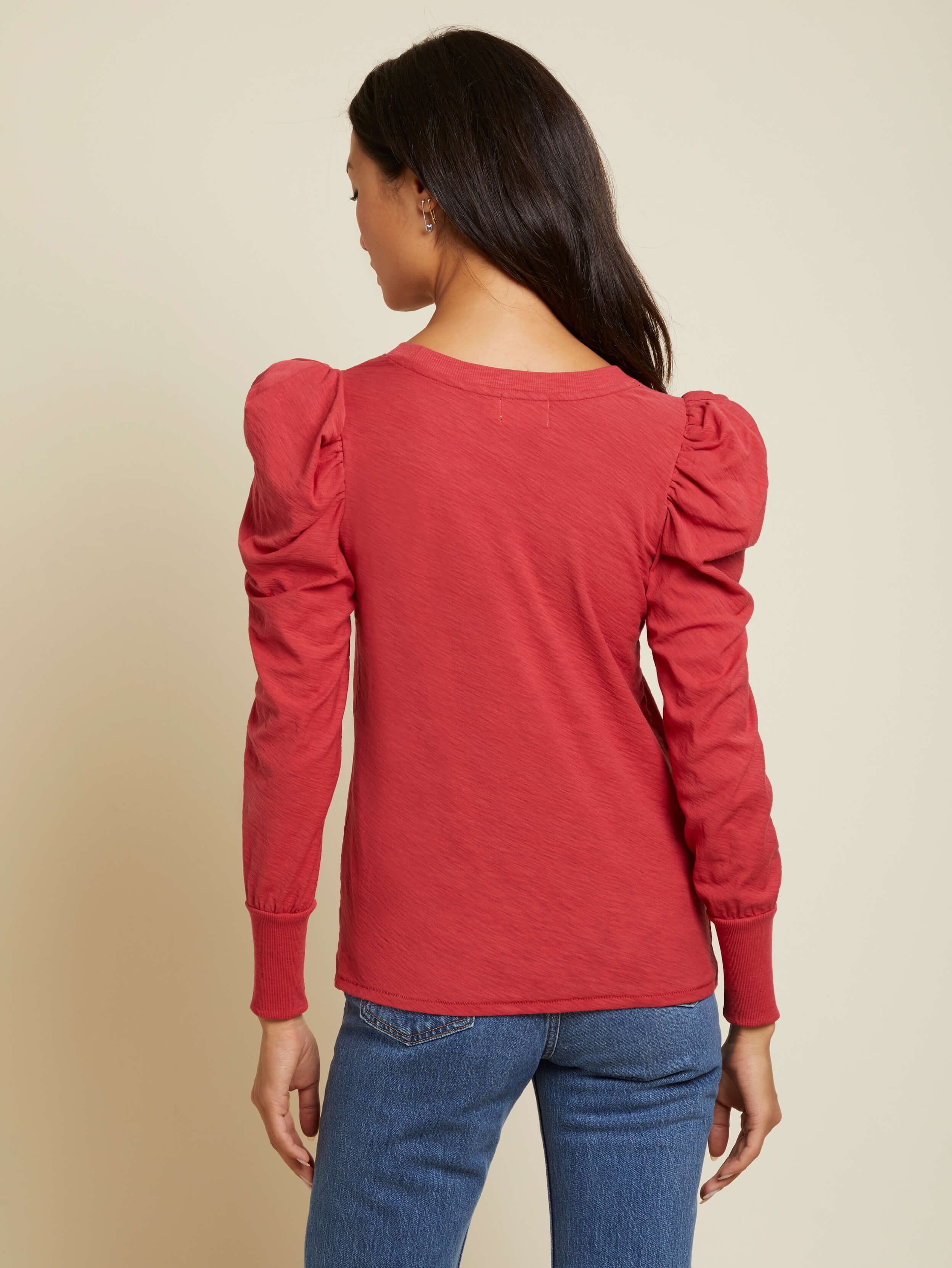 NATION LTD Romy Long Sleeve Puff Shoulder Shirt