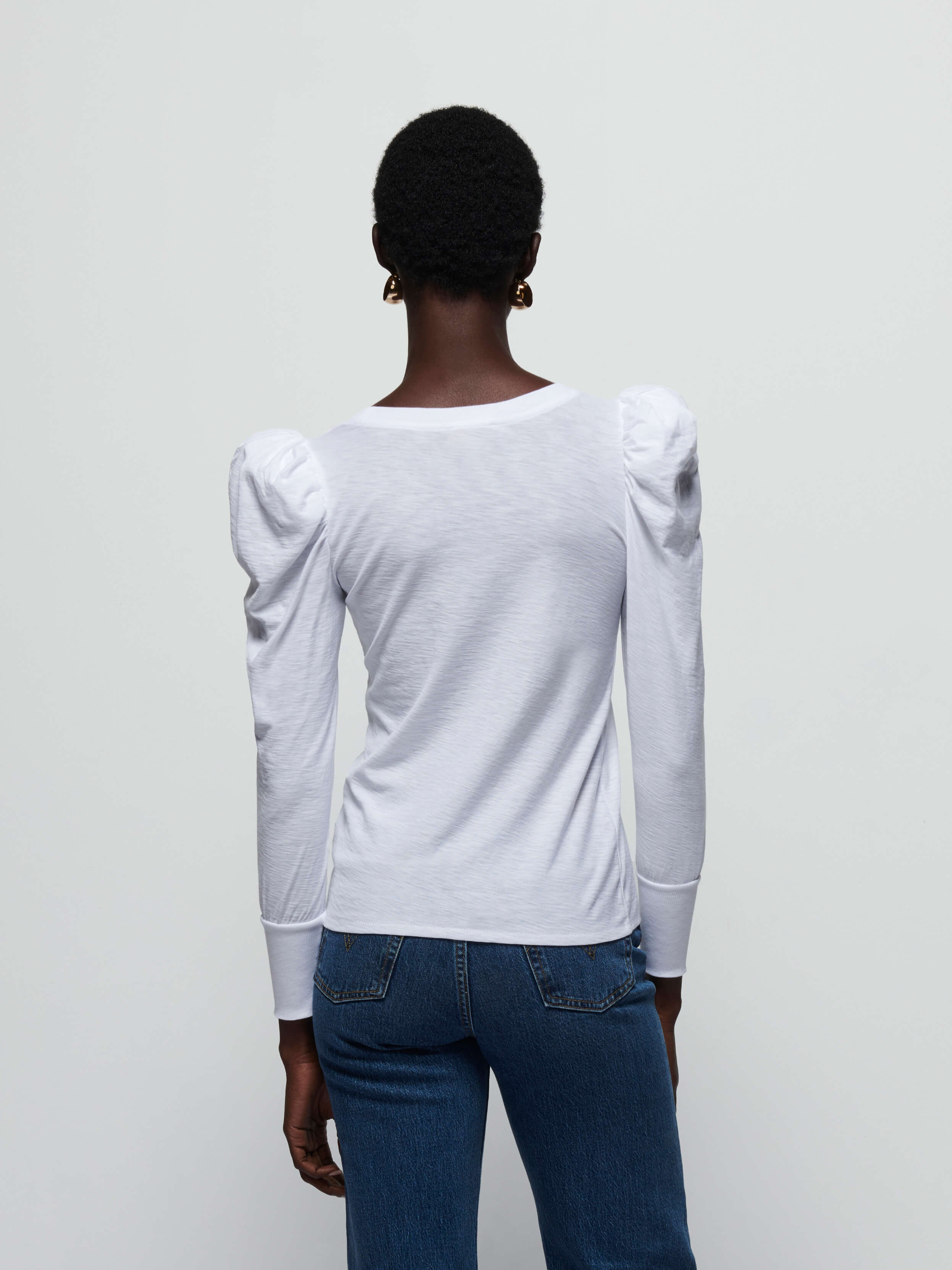 NATION LTD Romy Long Sleeve Puff Shoulder Shirt