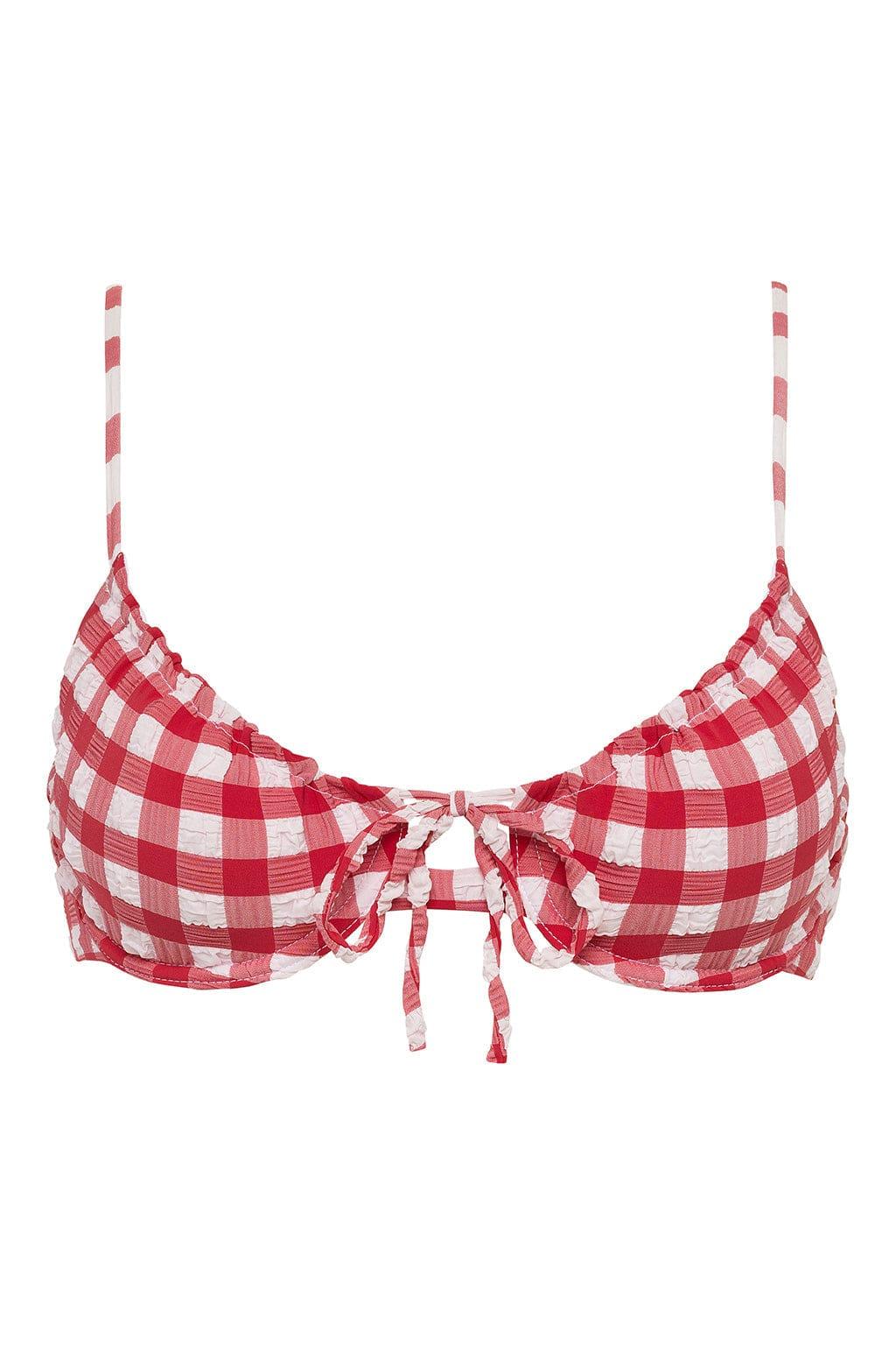 Red Gingham Lucy Bikini Top