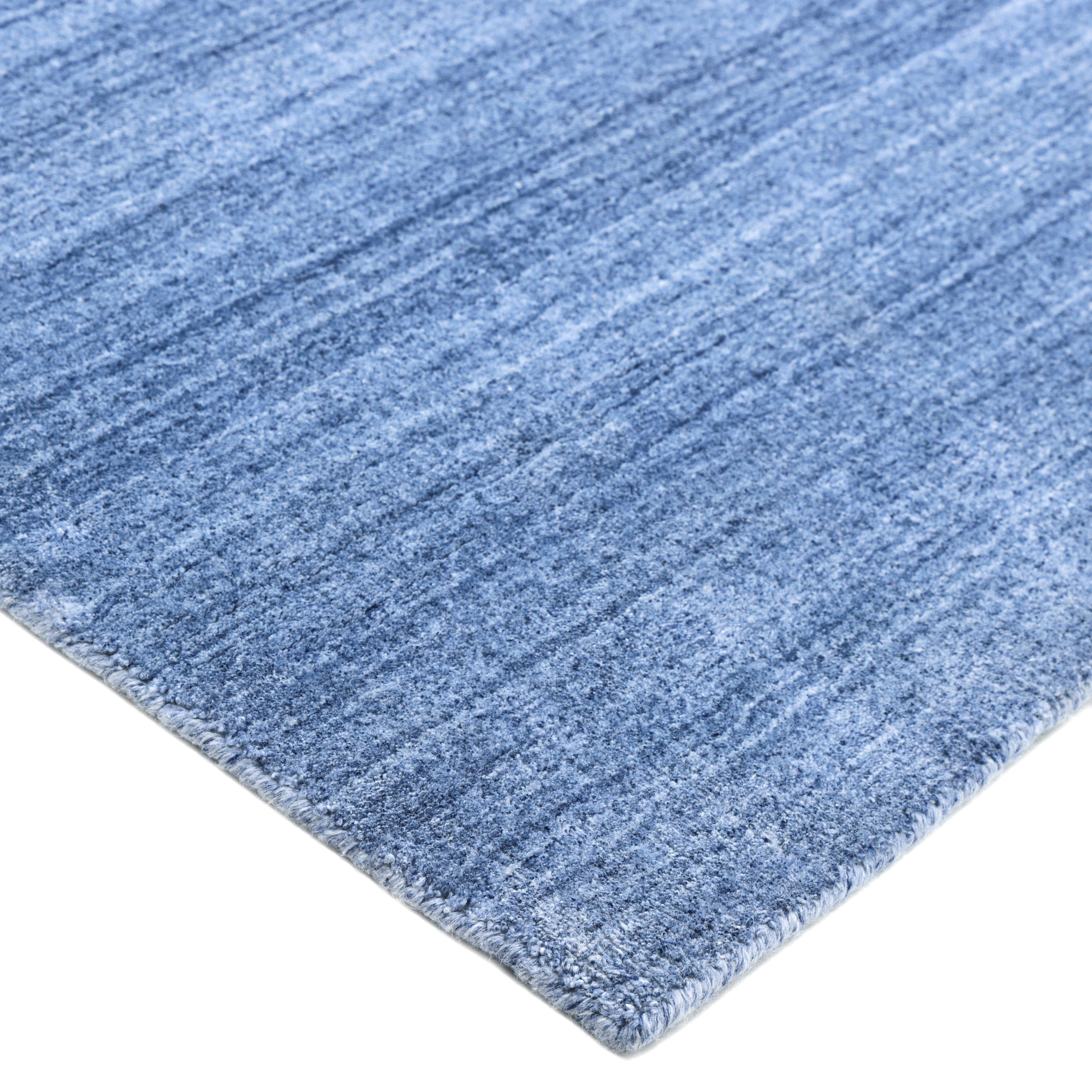 Harbor Handmade Contemporary Solid Blue Runner