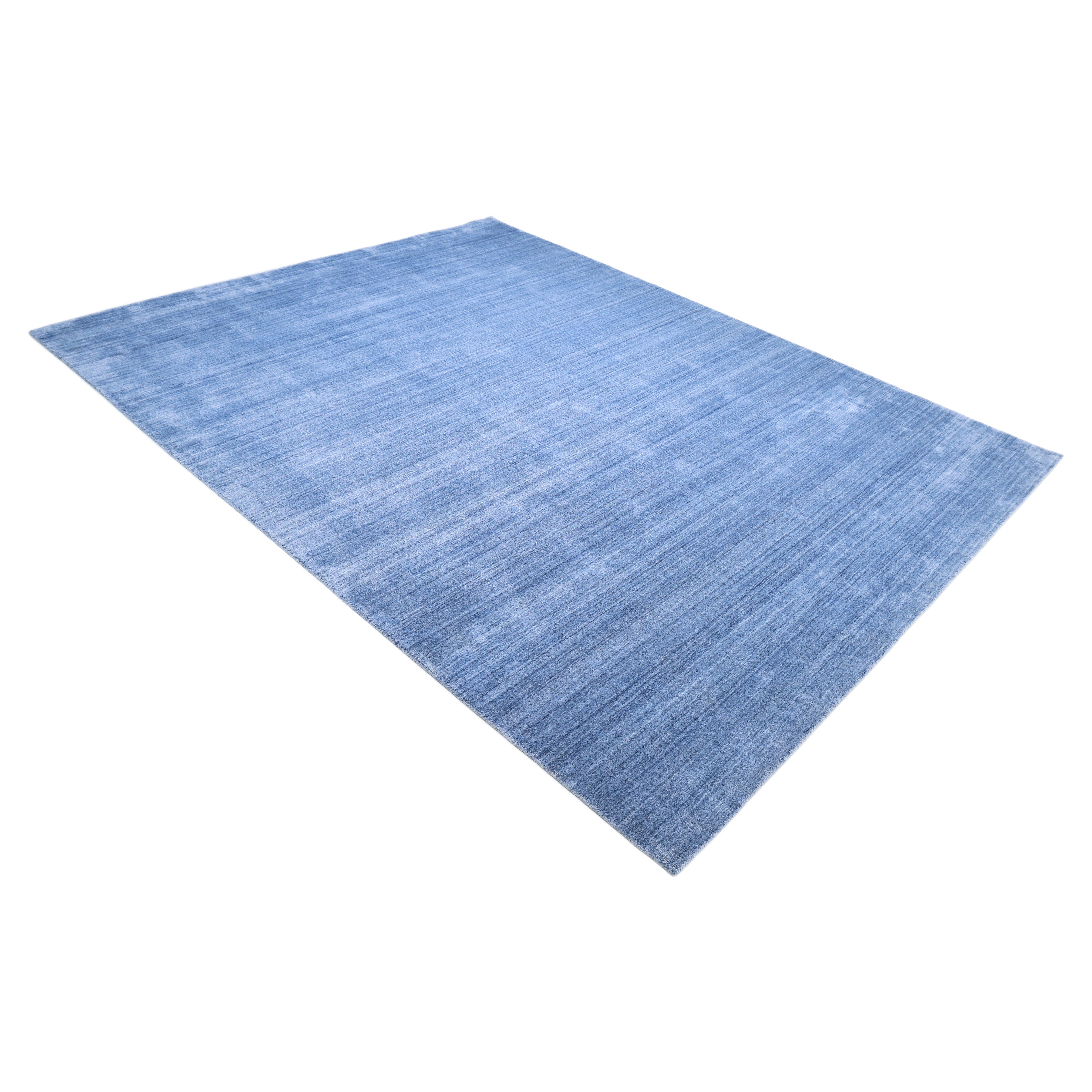 Harbor Handmade Contemporary Solid Blue Runner