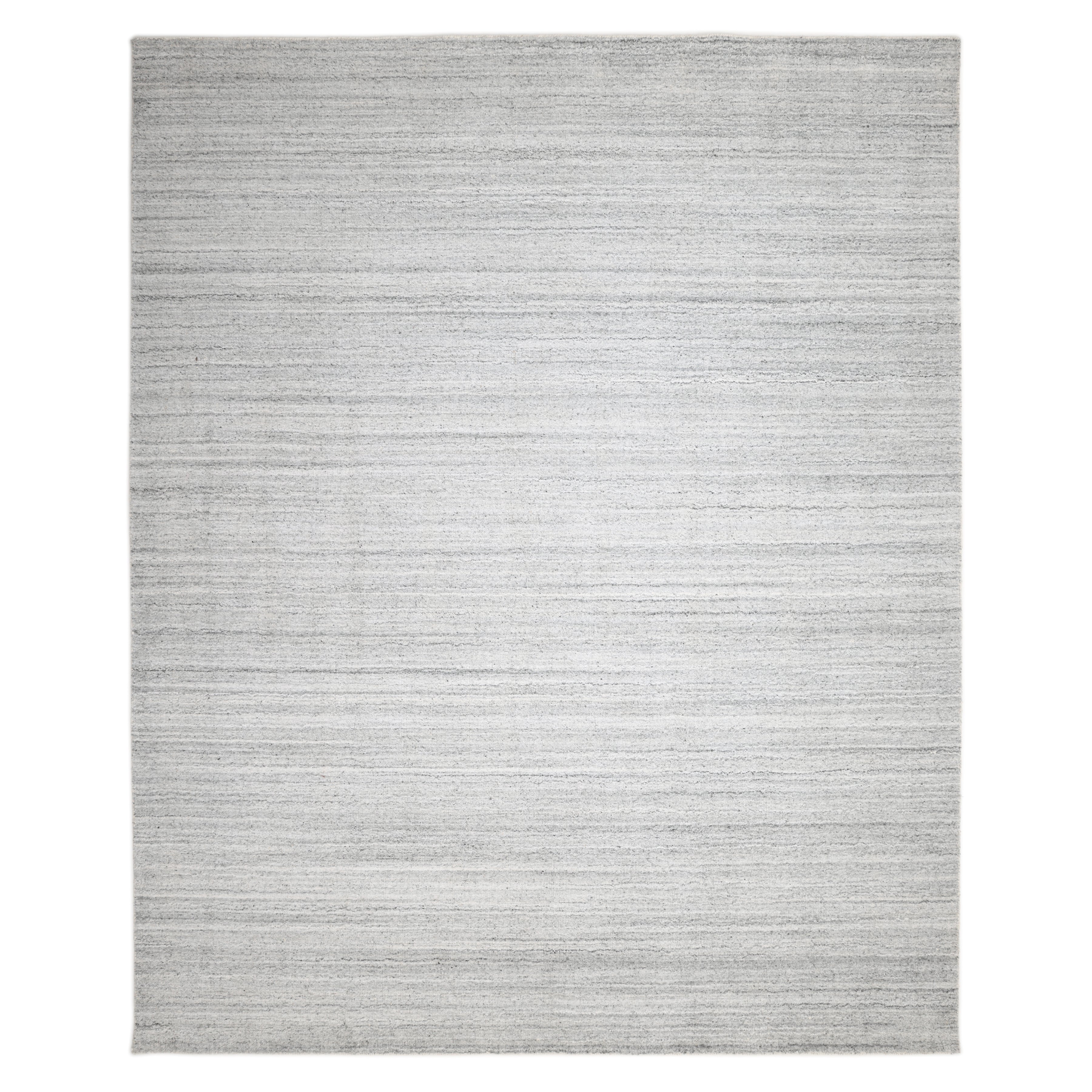 Halsey Handmade Contemporary Striped Ivory Area Rug