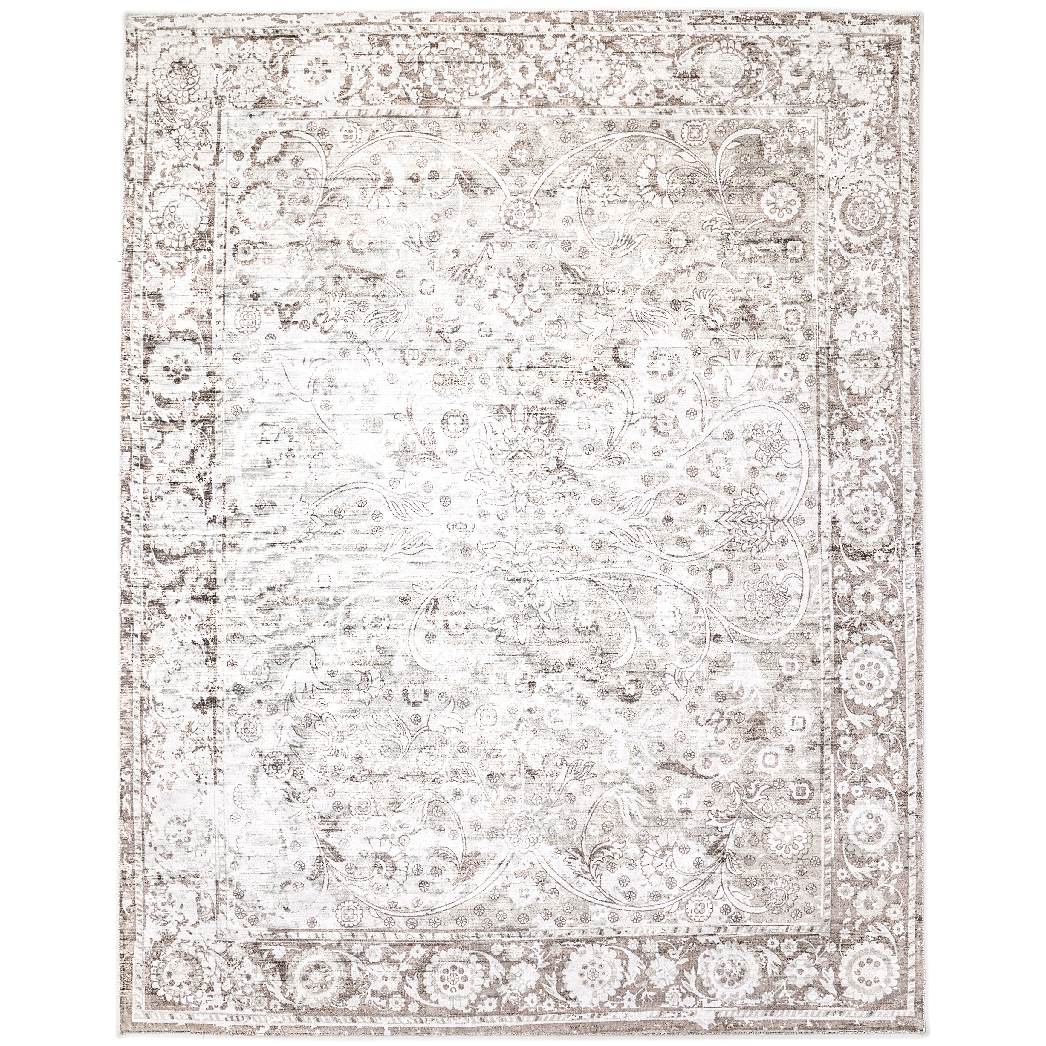 Royal Handmade Contemporary Floral Gray Area Rug