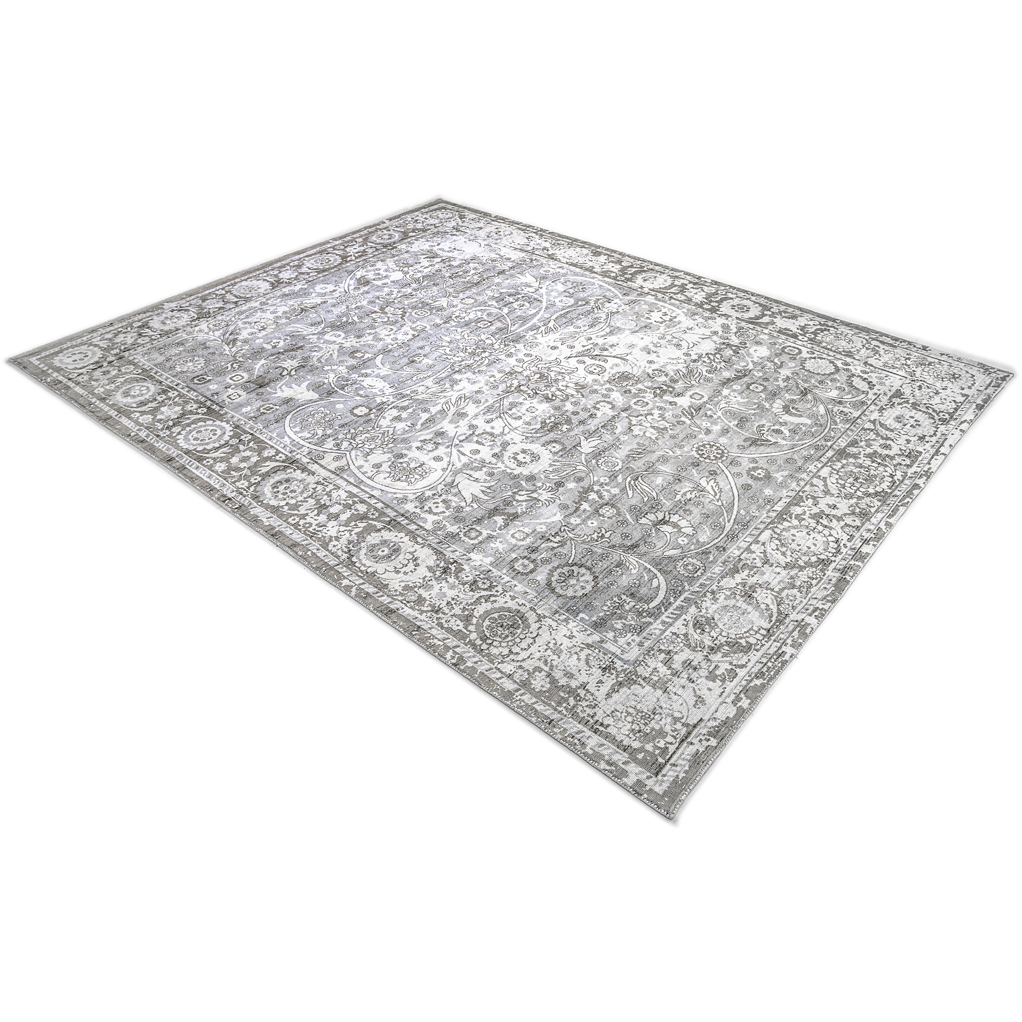 Royal Handmade Contemporary Floral Gray Area Rug