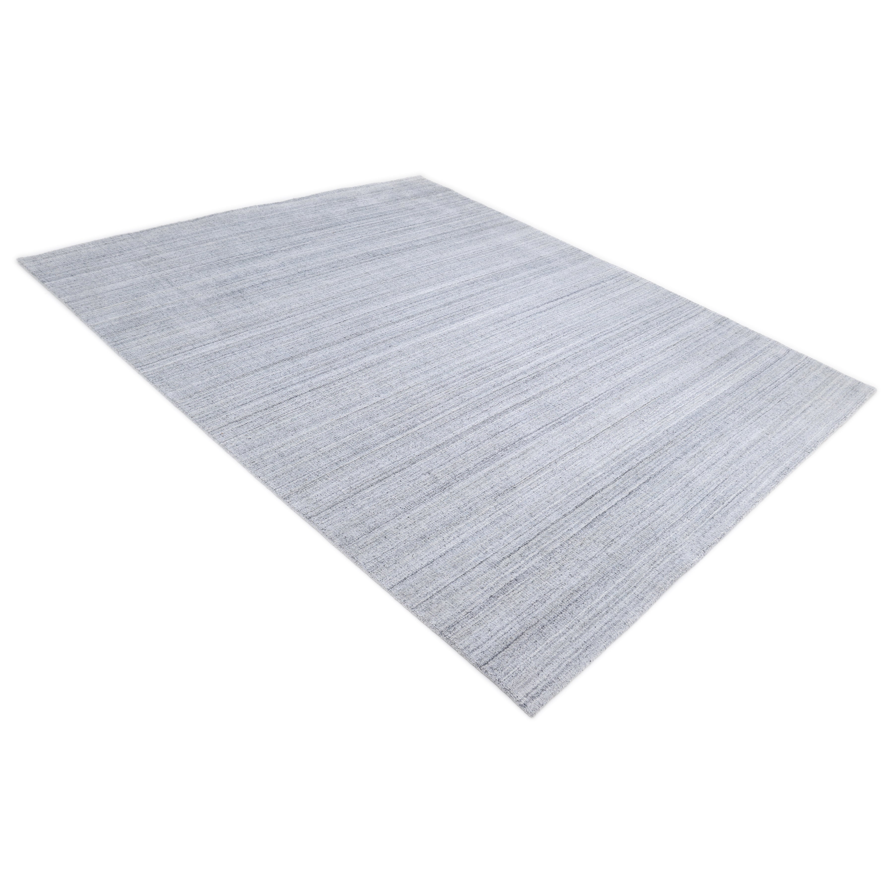 Cooper Handmade Contemporary Striped Silver Area Rug