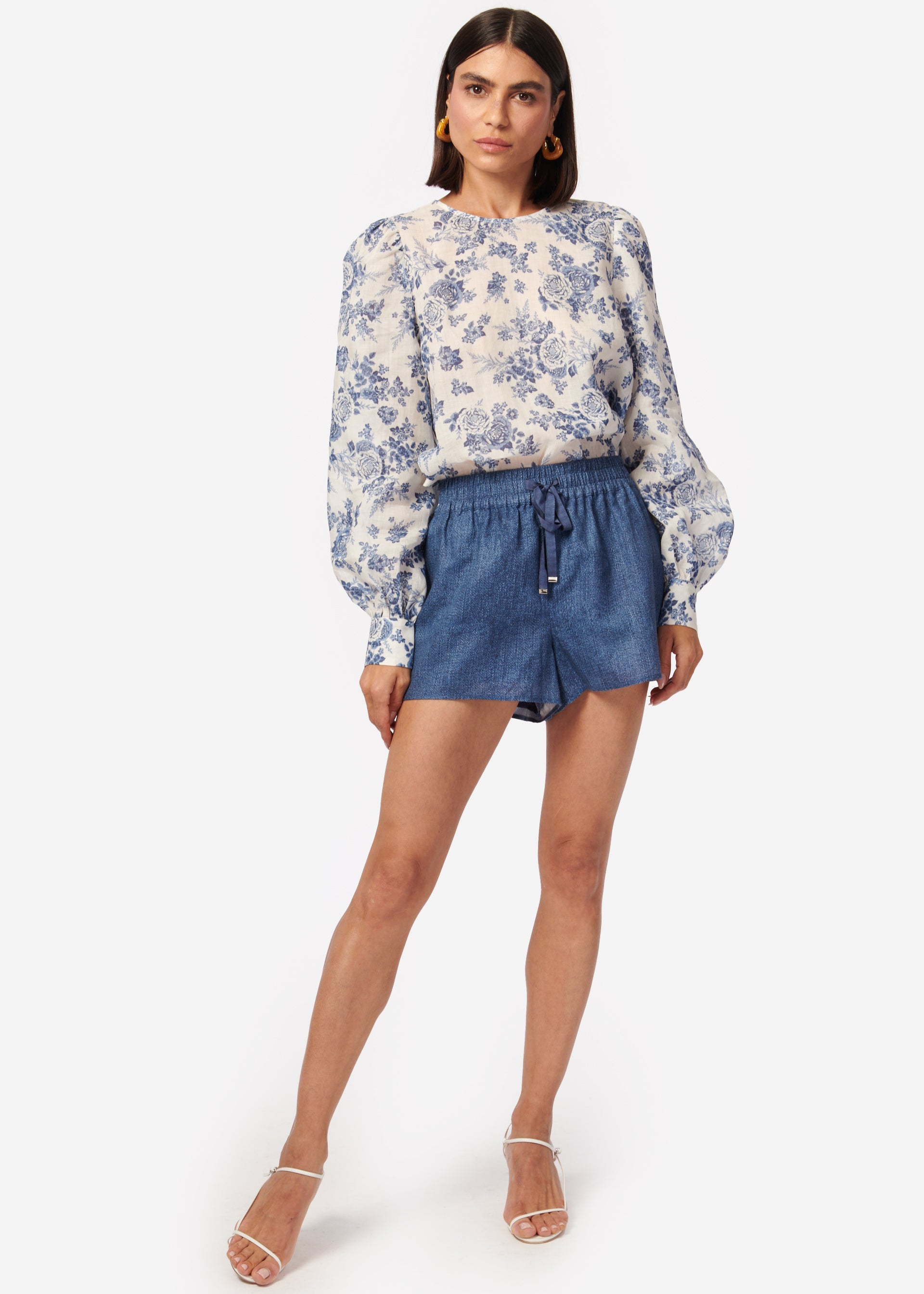 Jillian Linen Short Raw Denim