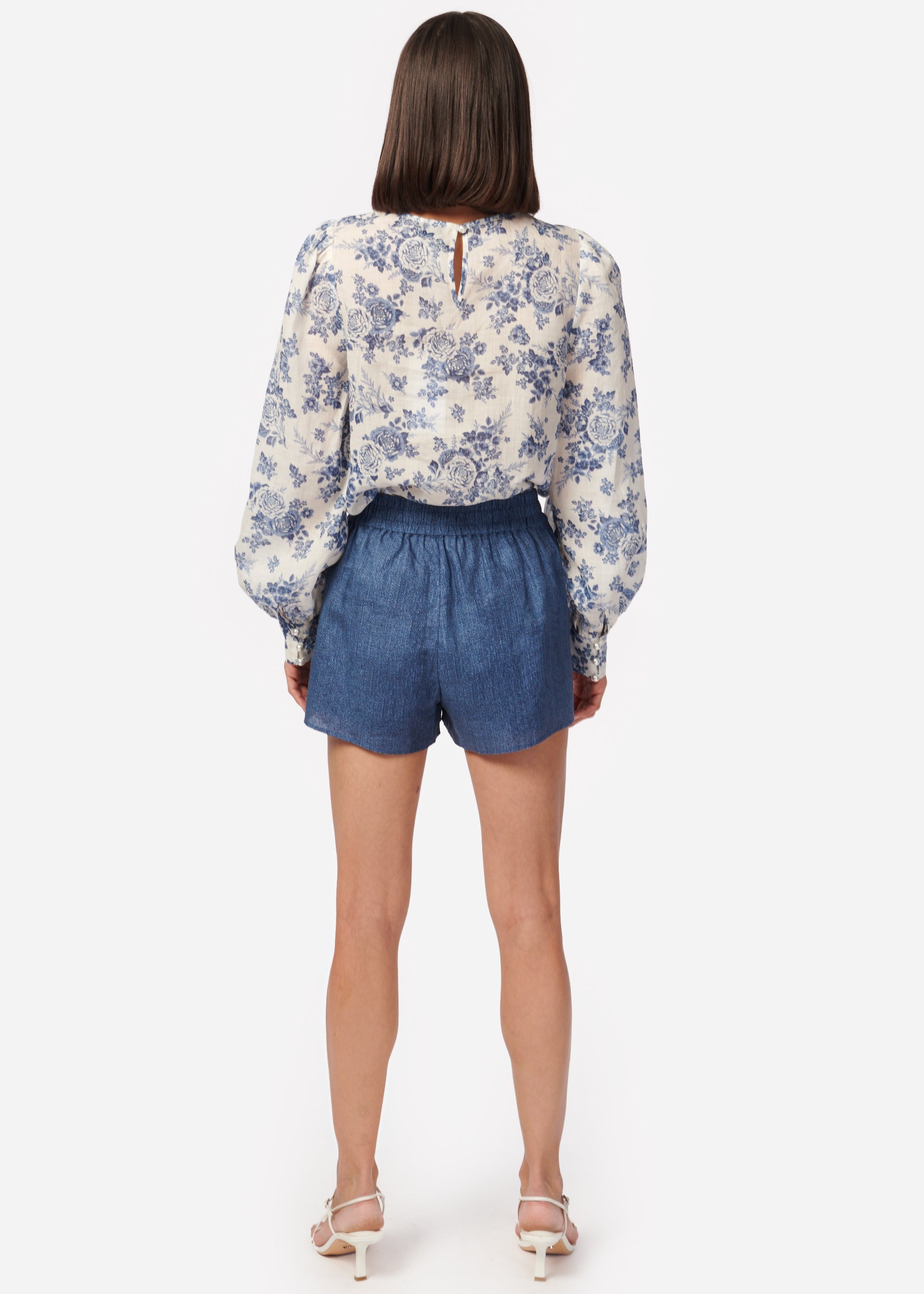 Jillian Linen Short Raw Denim