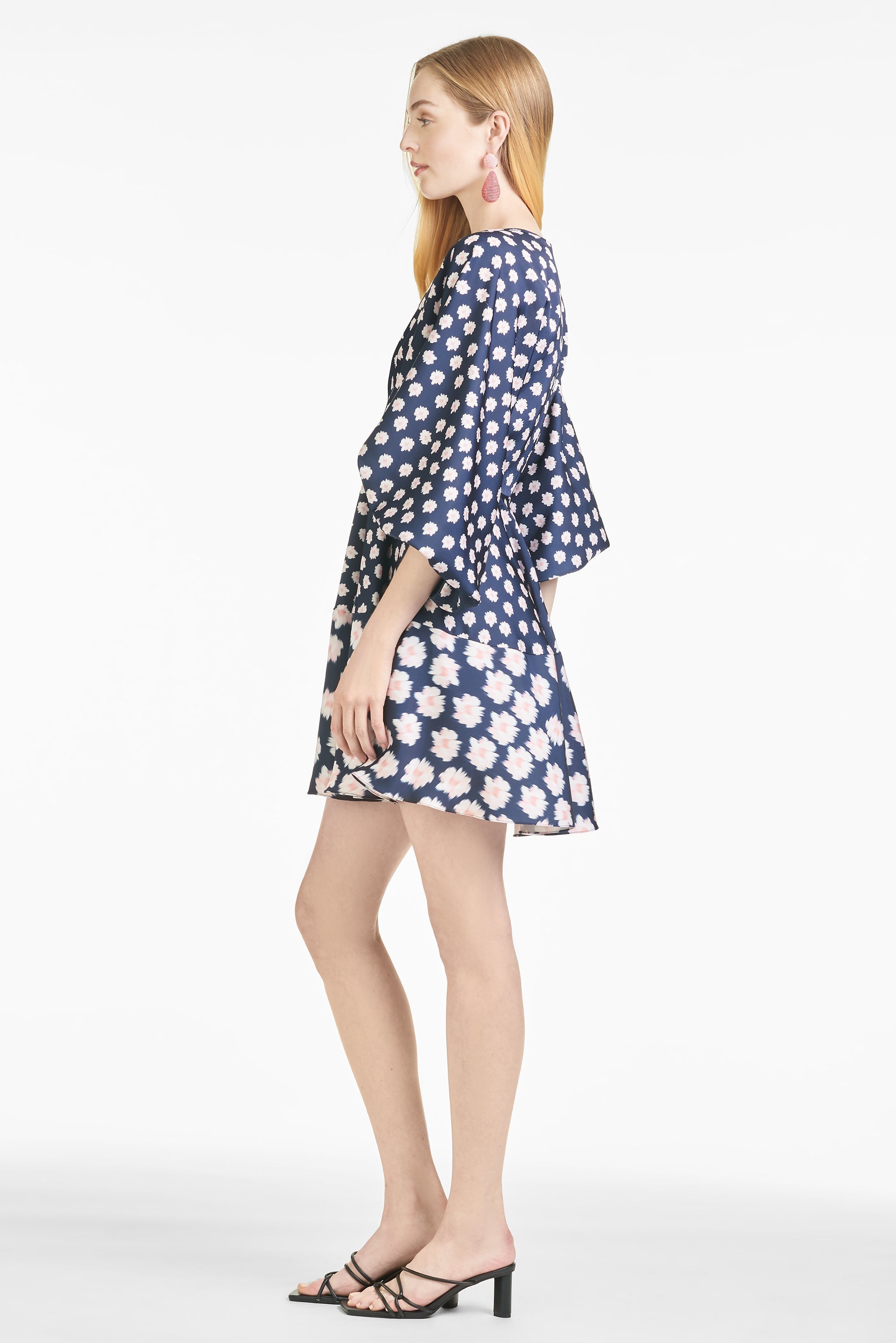 Caden Dress - Blue/Pink Ikat Floral - Final Sale