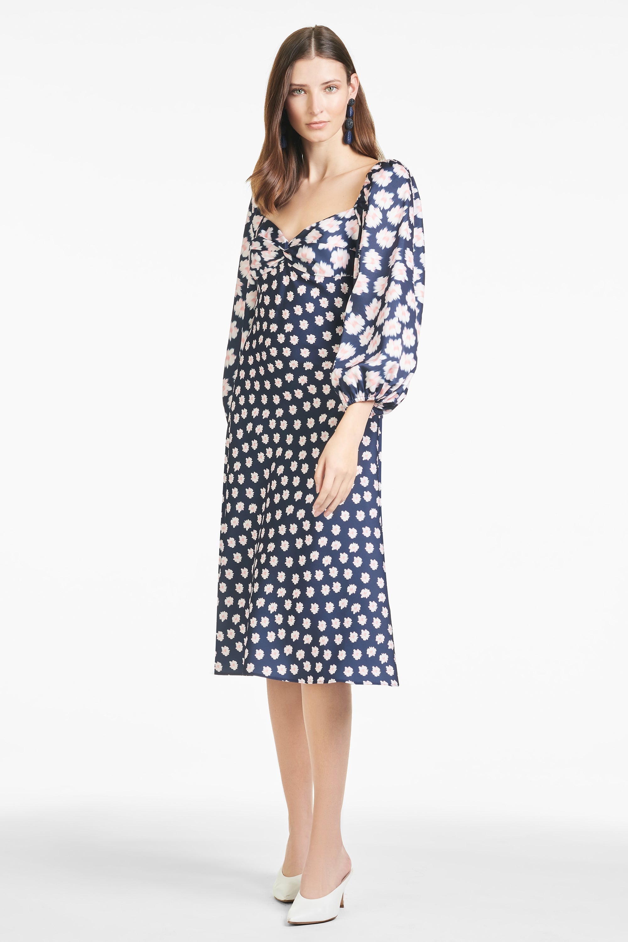 Melody Dress - Blue/Pink Ikat Floral - Final Sale