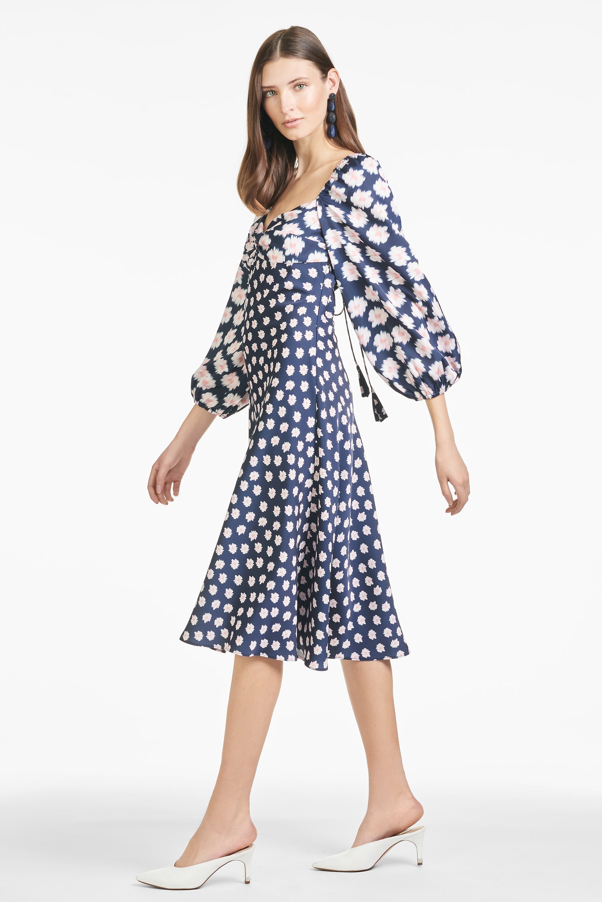 Melody Dress - Blue/Pink Ikat Floral - Final Sale