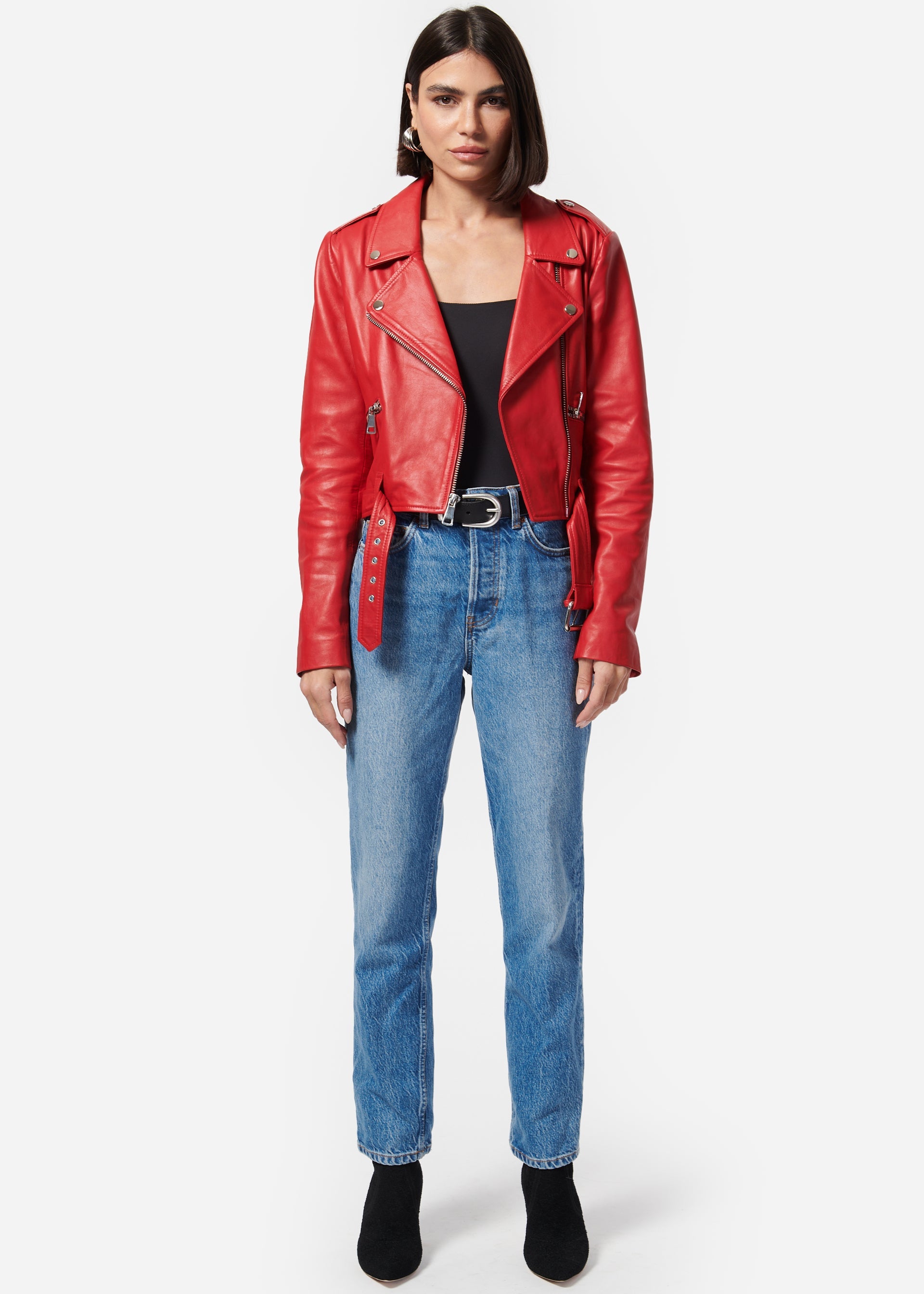 Kali Genuine Leather Jacket Scarlet