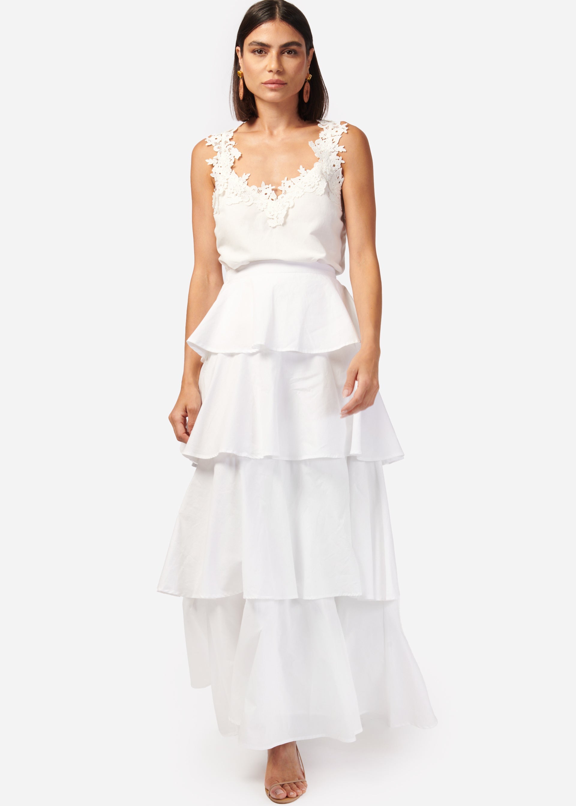 Terra Cotton Poplin Skirt White