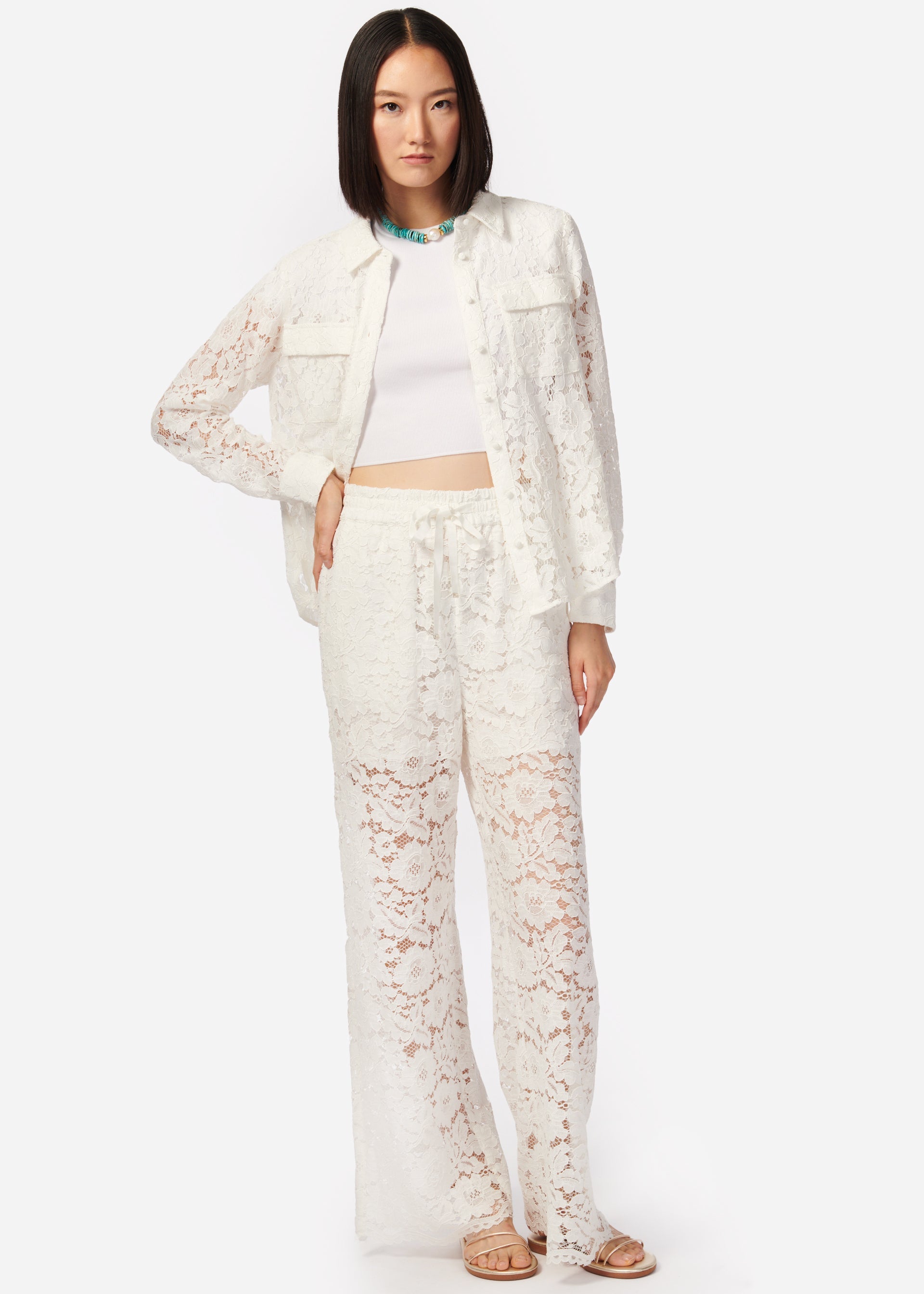 Dara Wide Leg Pant White