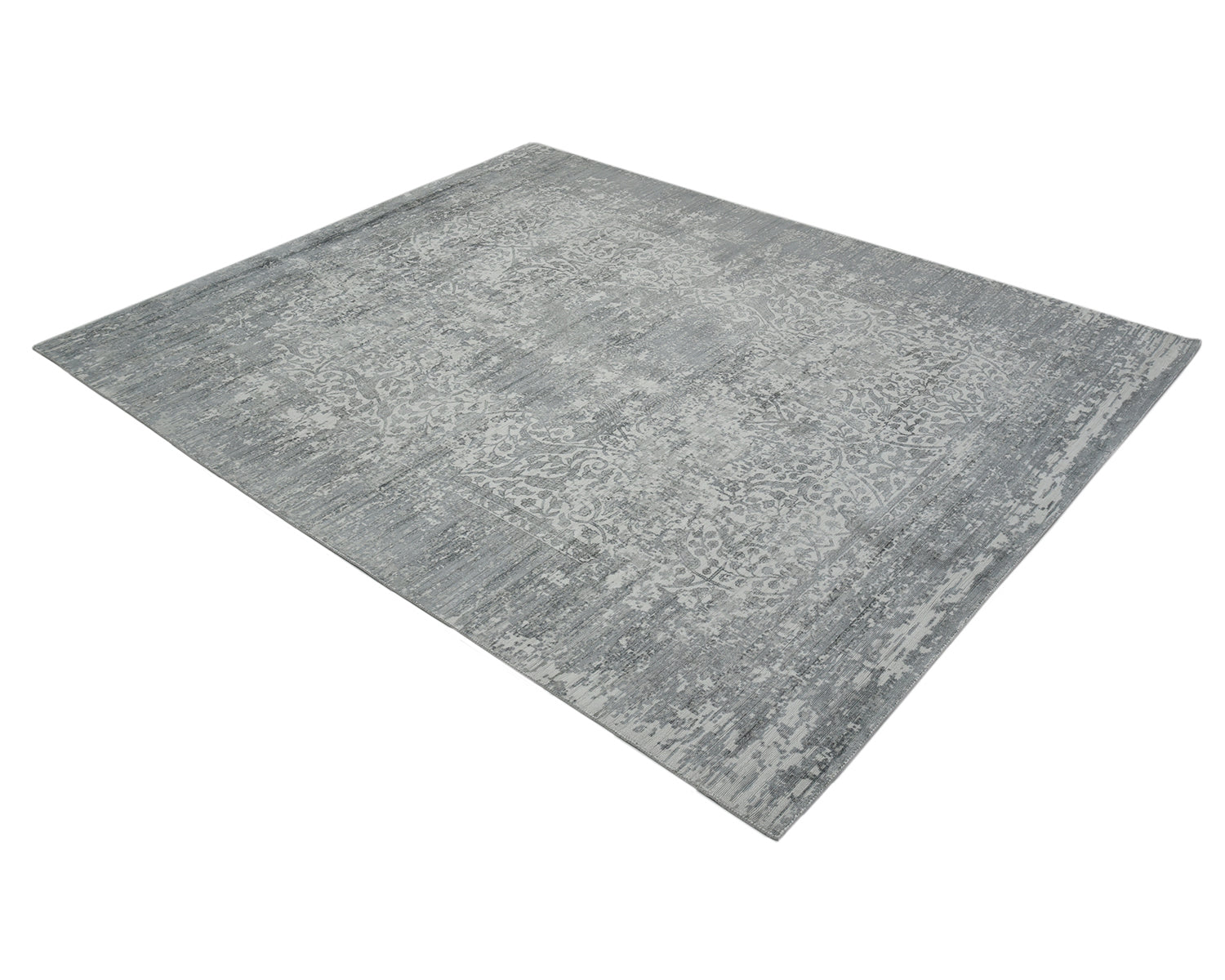 Samantha Handmade Contemporary Floral Pewter Area Rug