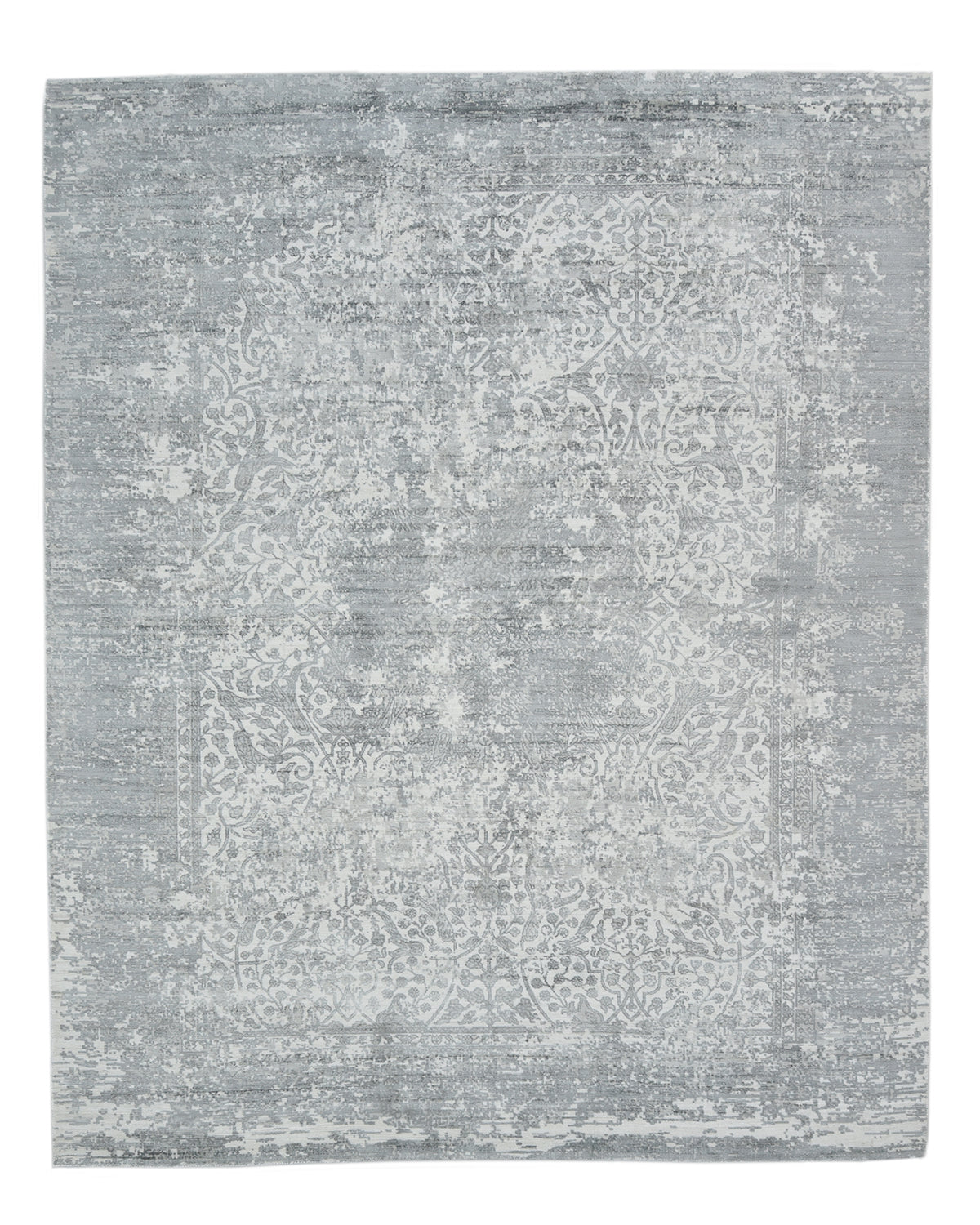 Samantha Handmade Contemporary Floral Pewter Area Rug