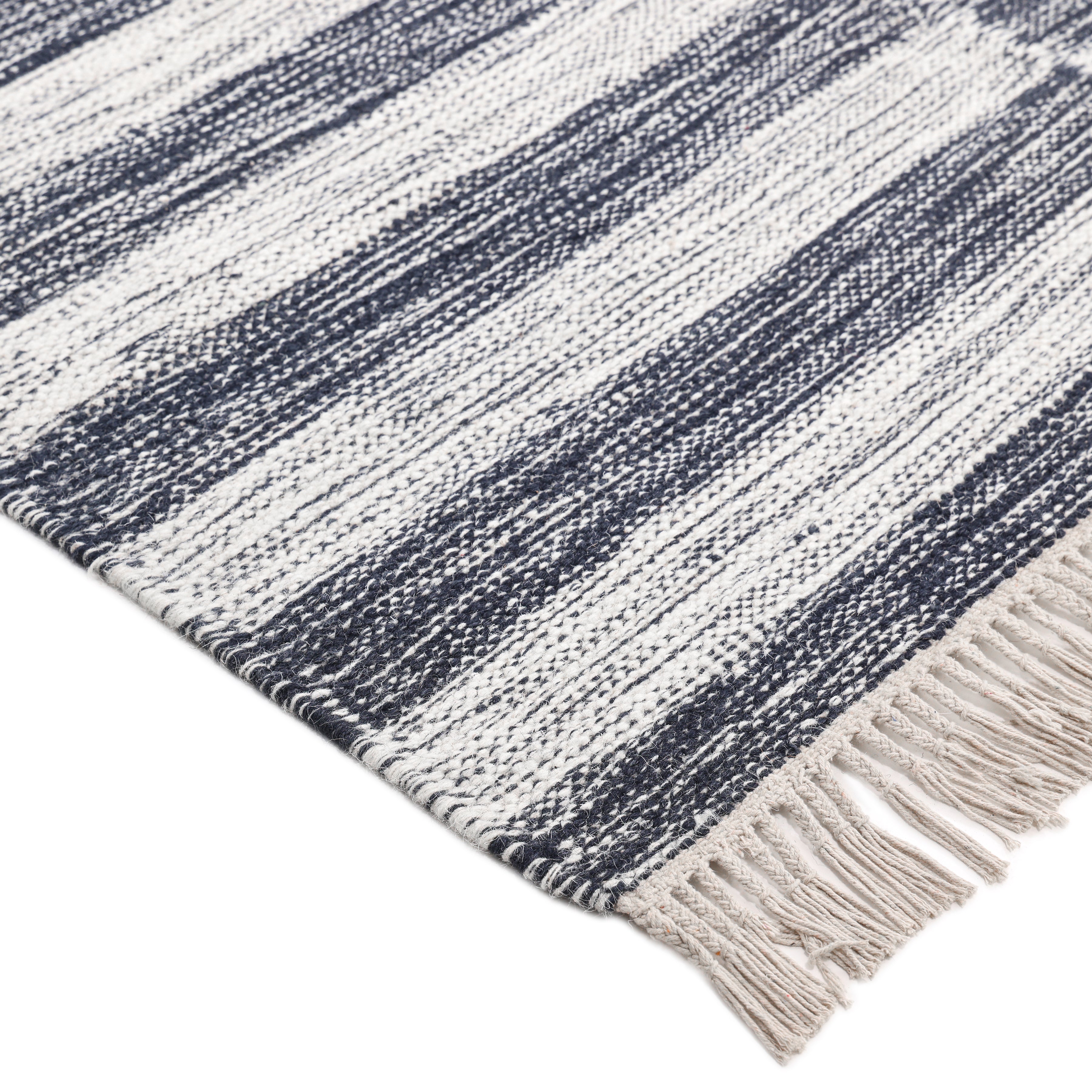 Louella Handmade Contemporary Striped Black Area Rug