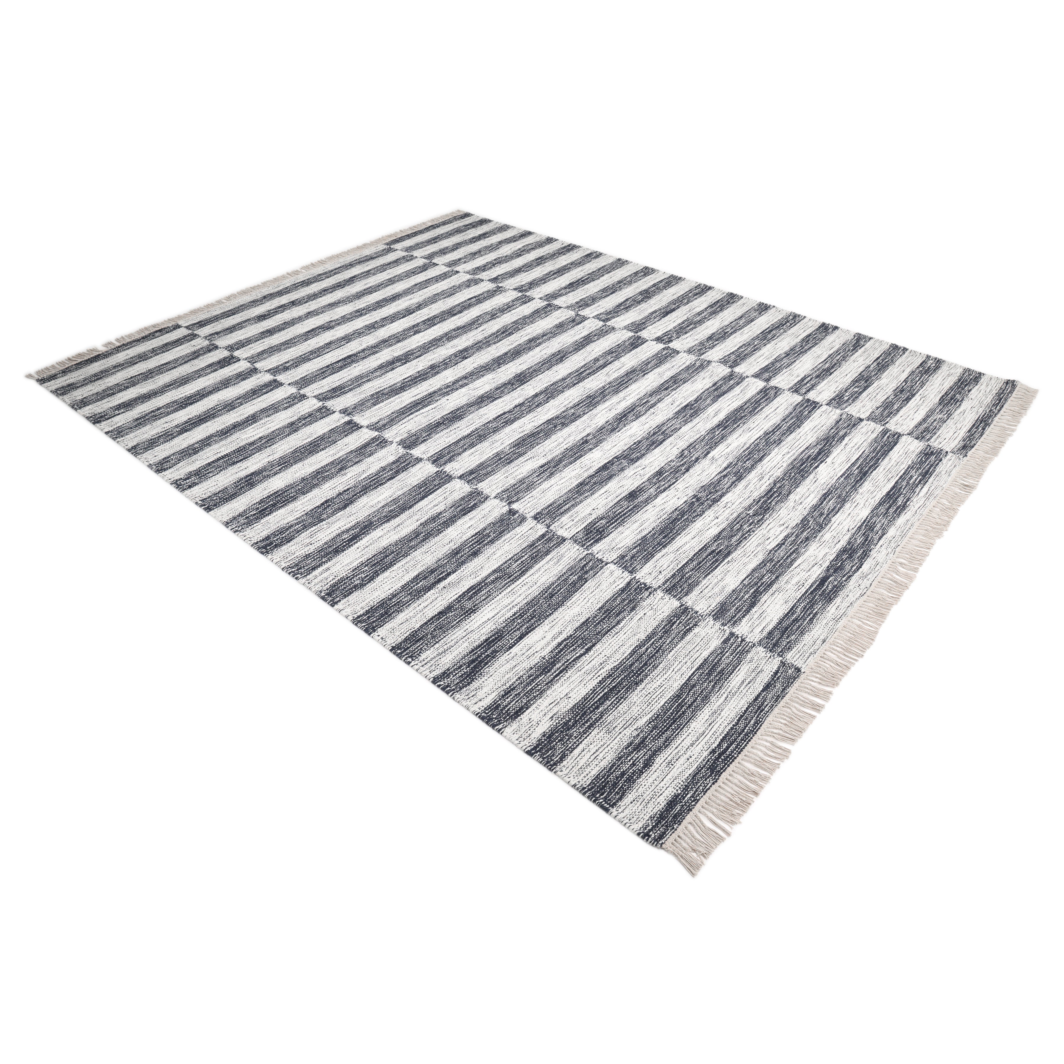 Louella Handmade Contemporary Striped Black Area Rug