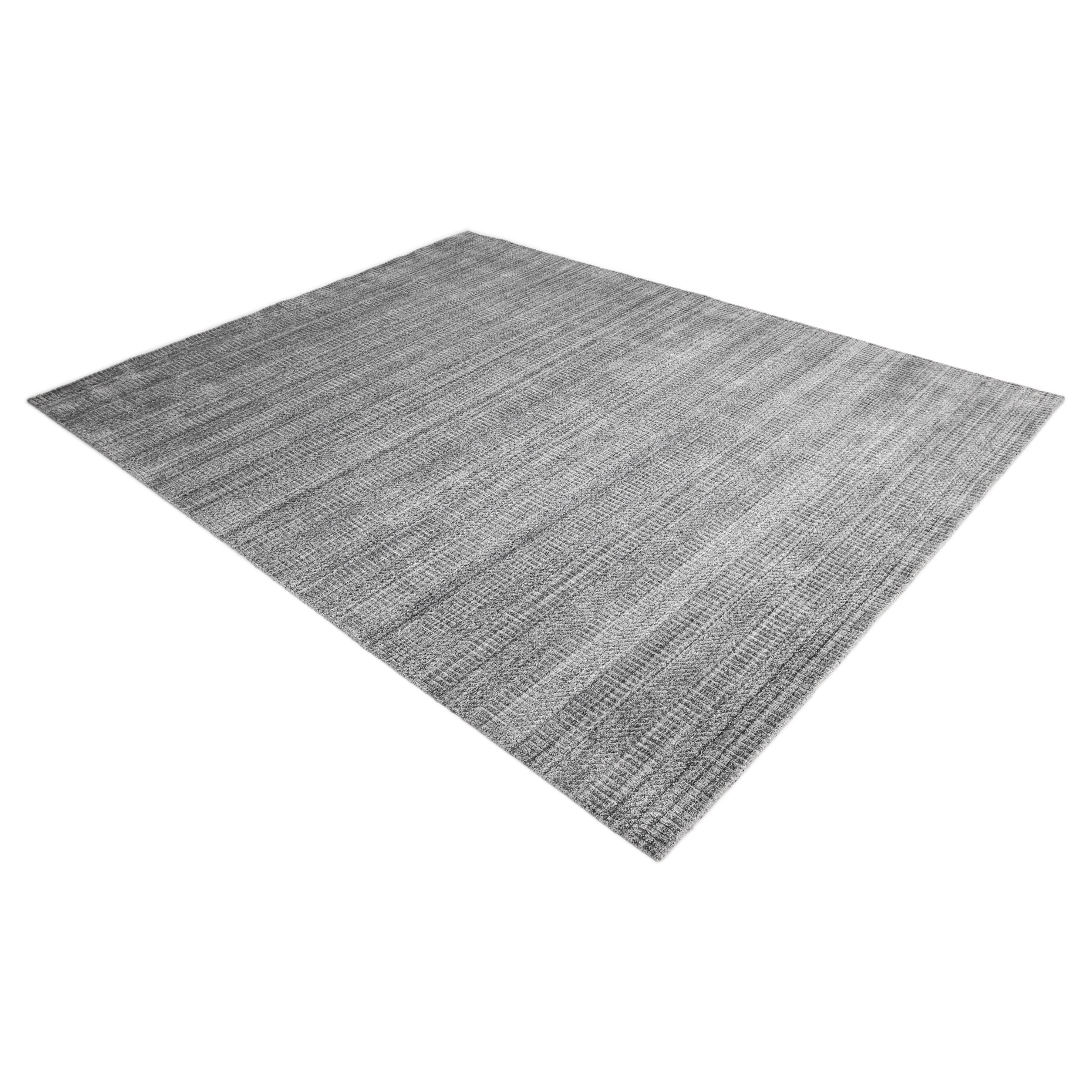 Sanam Handmade Contemporary Striped Gray Area Rug