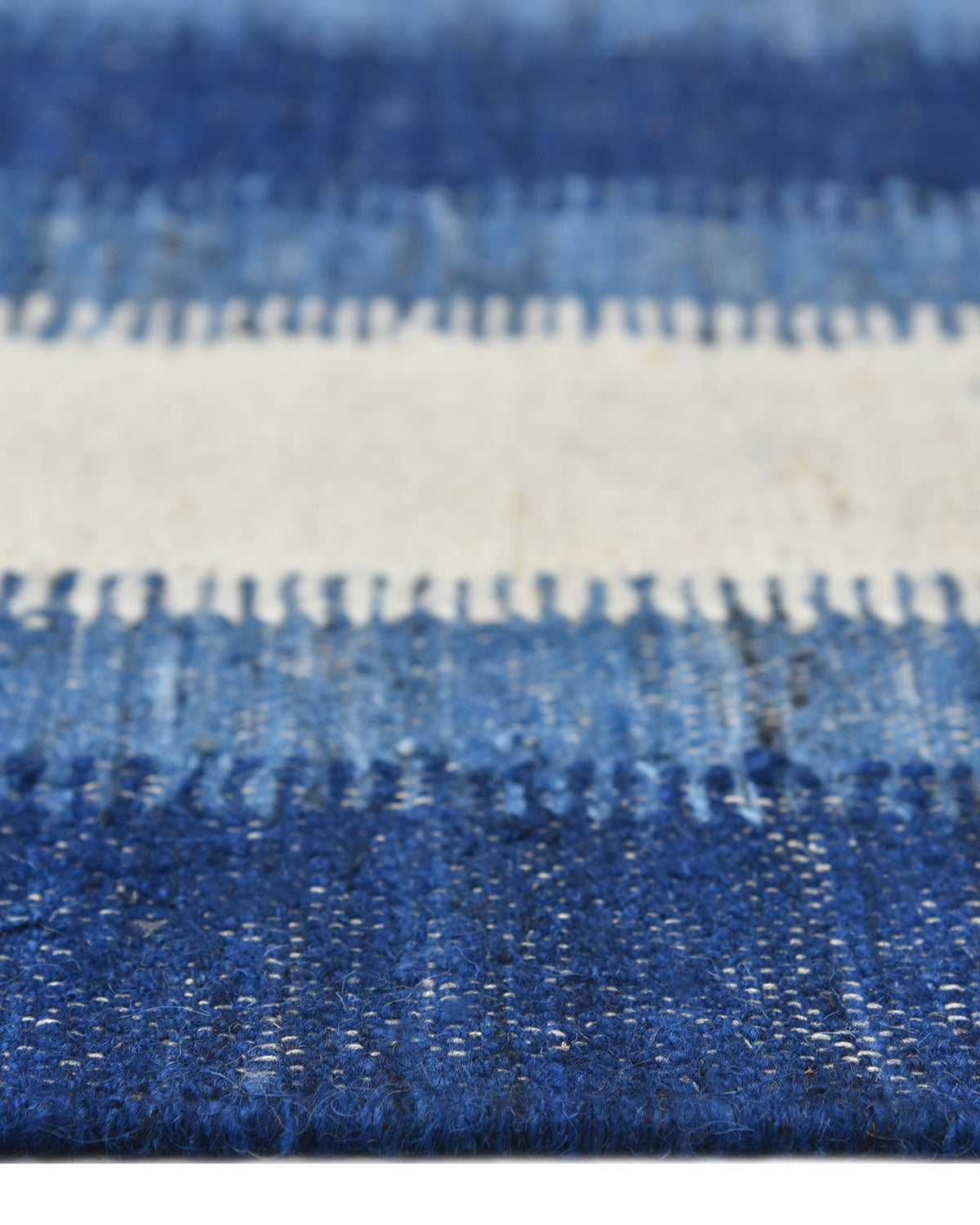 Levi Handmade Contemporary Striped Blue Area Rug