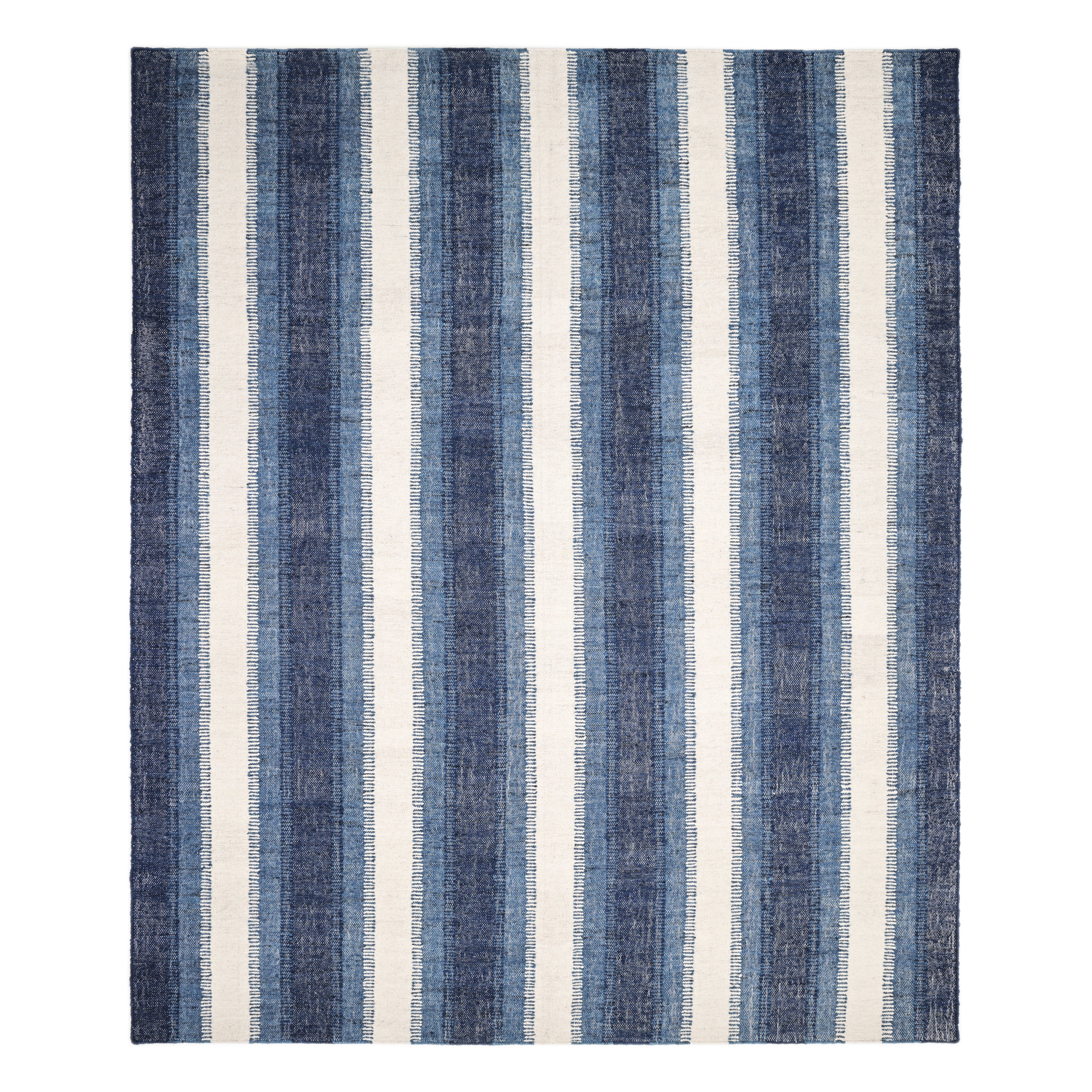 Levi Handmade Contemporary Striped Blue Area Rug