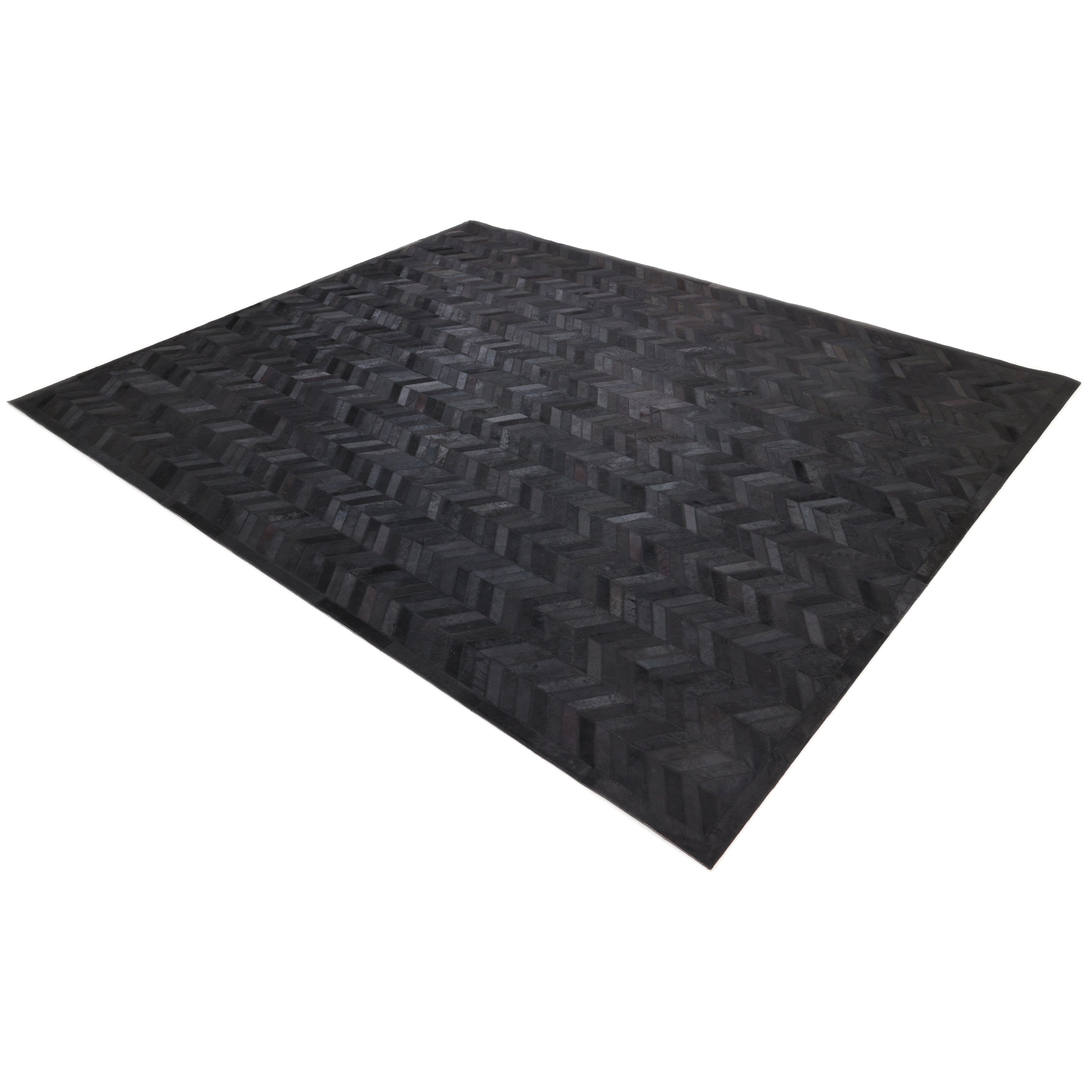 Meir Handmade Contemporary Chevron Black Area Rug