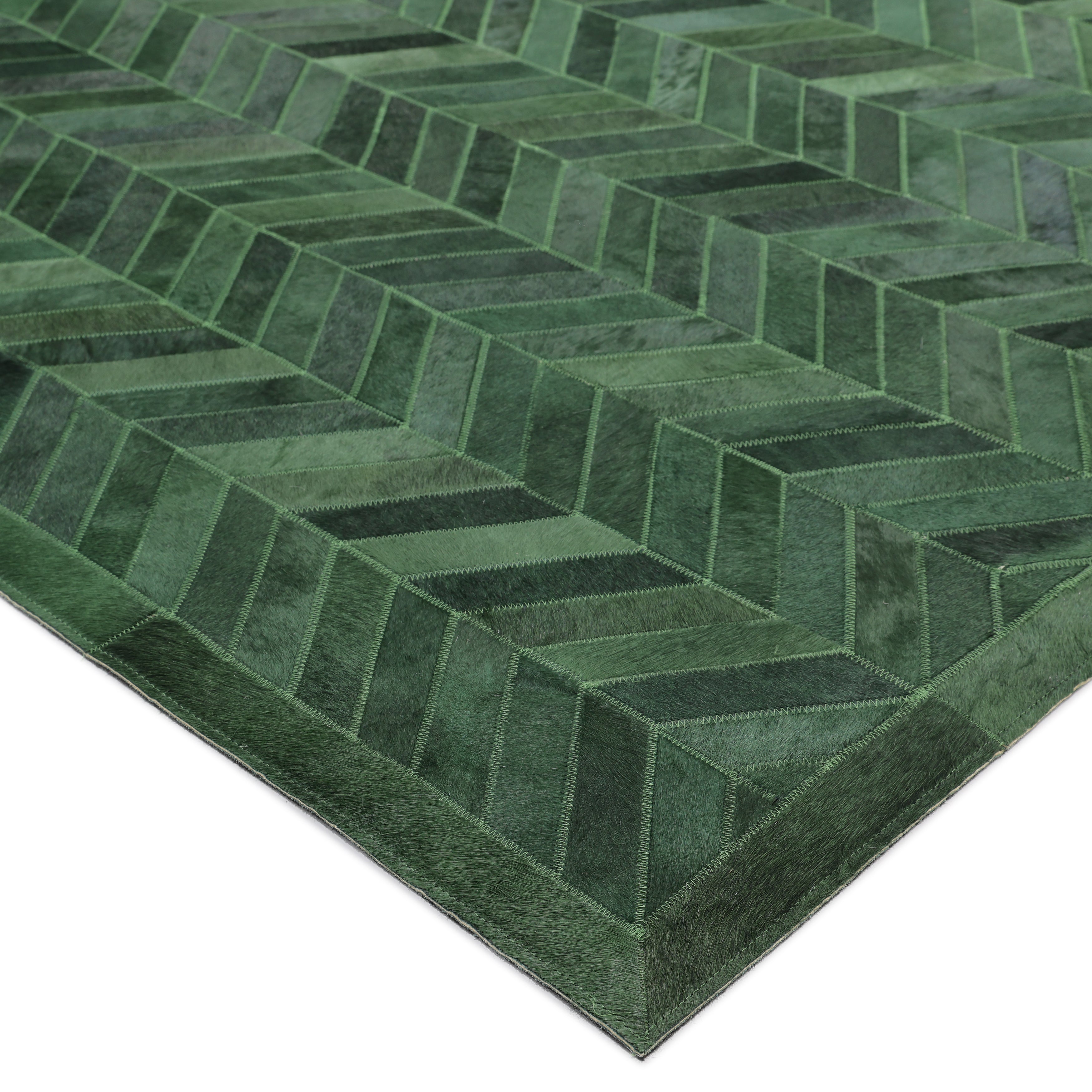 Meir Handmade Contemporary Chevron Green Area Rug