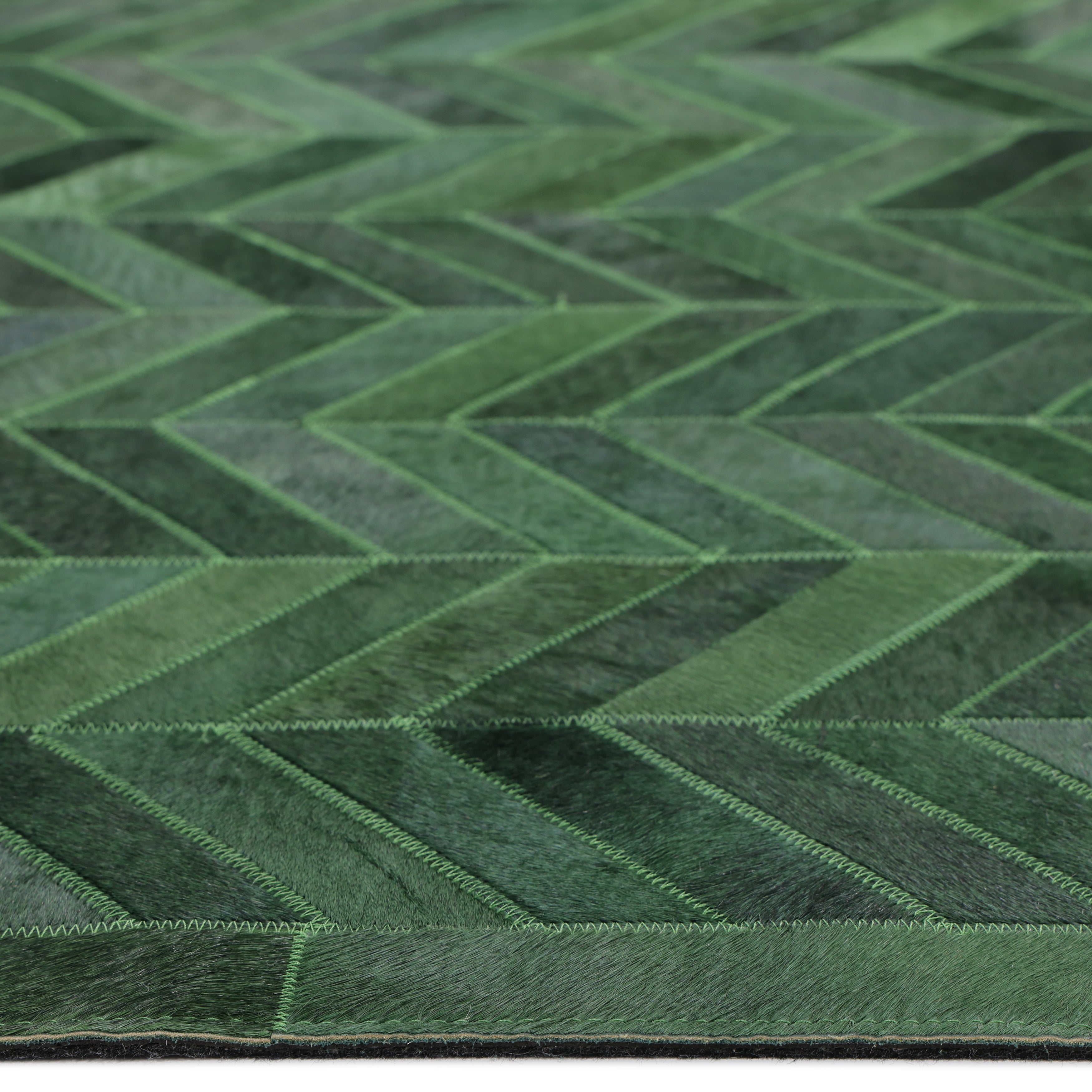 Meir Handmade Contemporary Chevron Green Area Rug