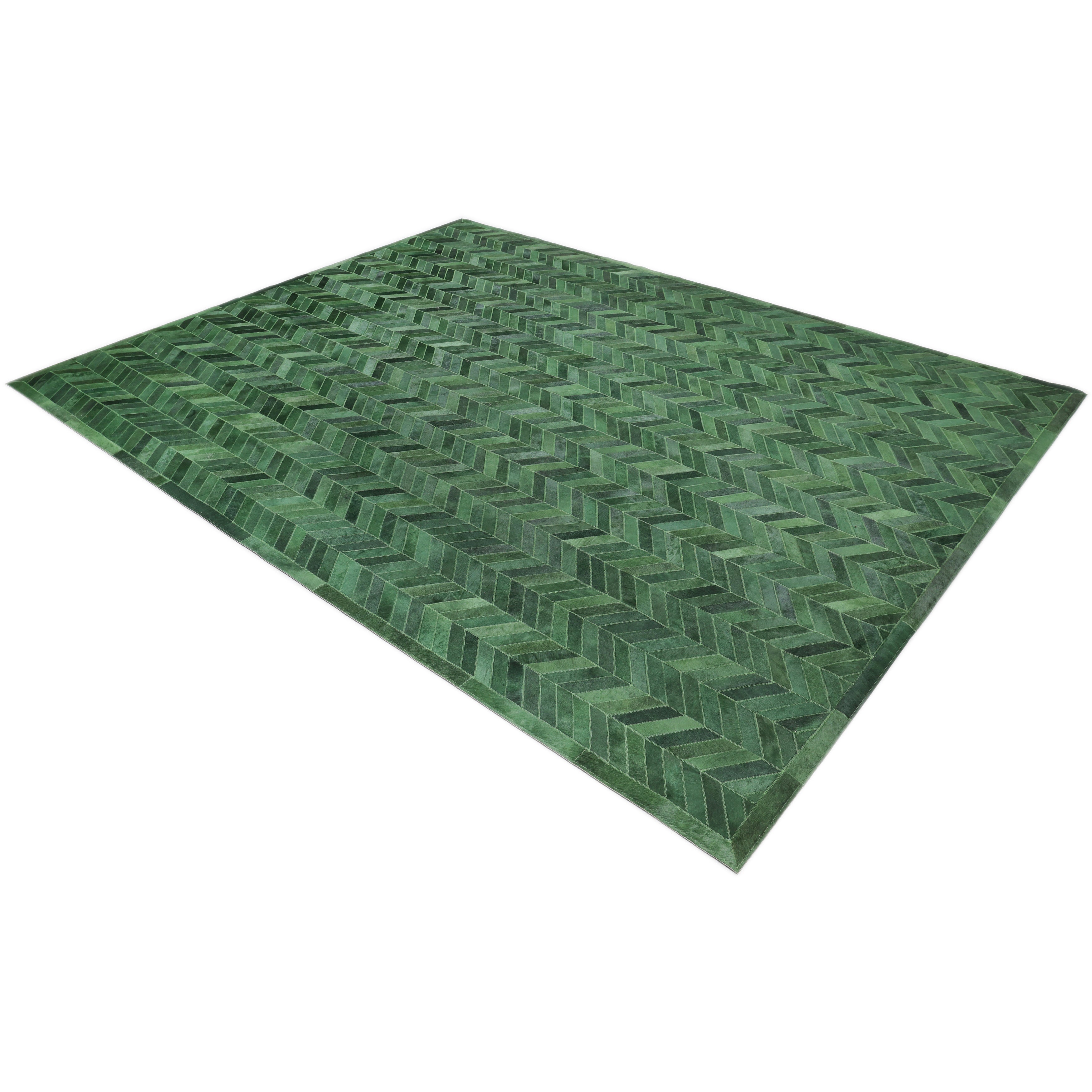 Meir Handmade Contemporary Chevron Green Area Rug