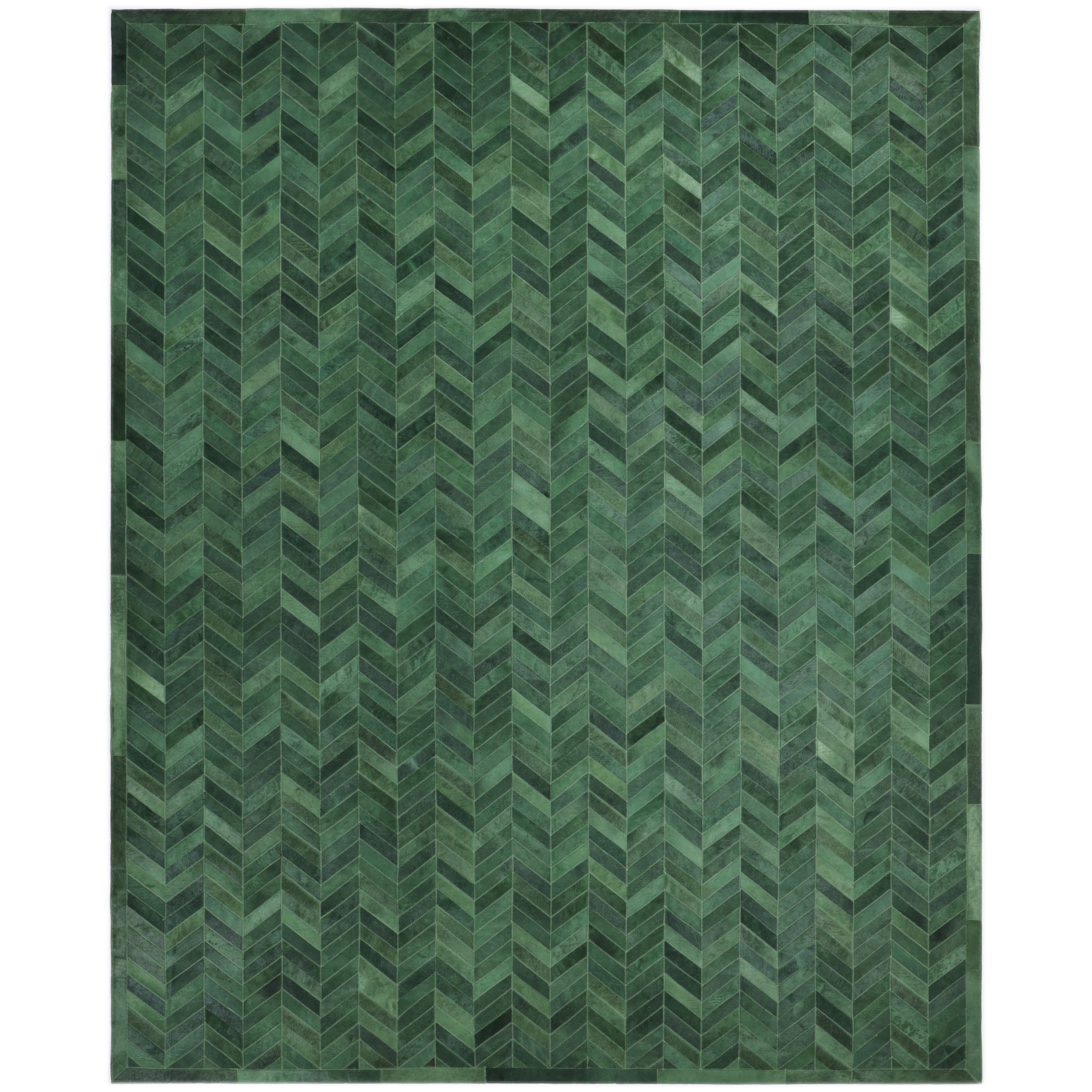 Meir Handmade Contemporary Chevron Green Area Rug