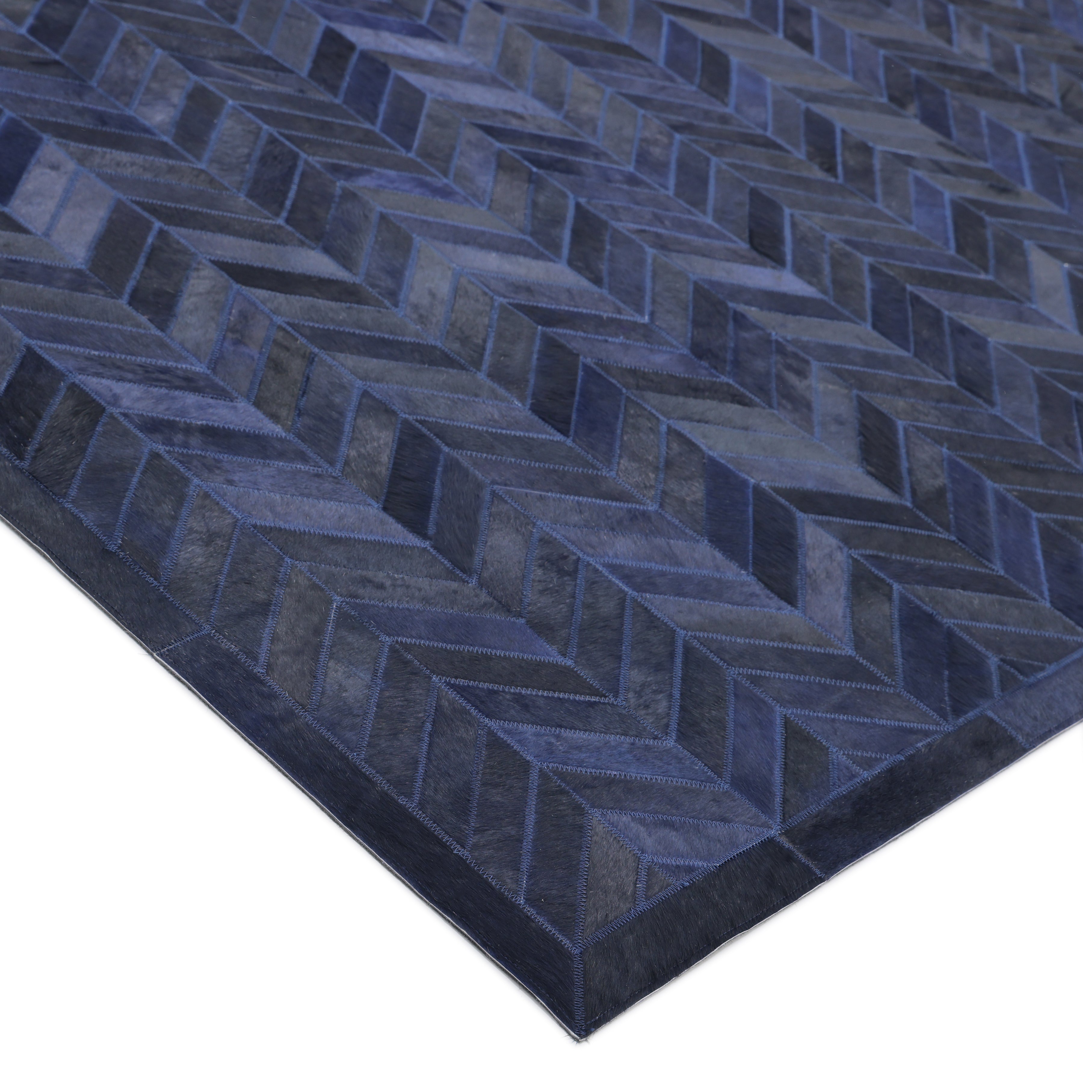 Meir Handmade Contemporary Chevron Blue Area Rug