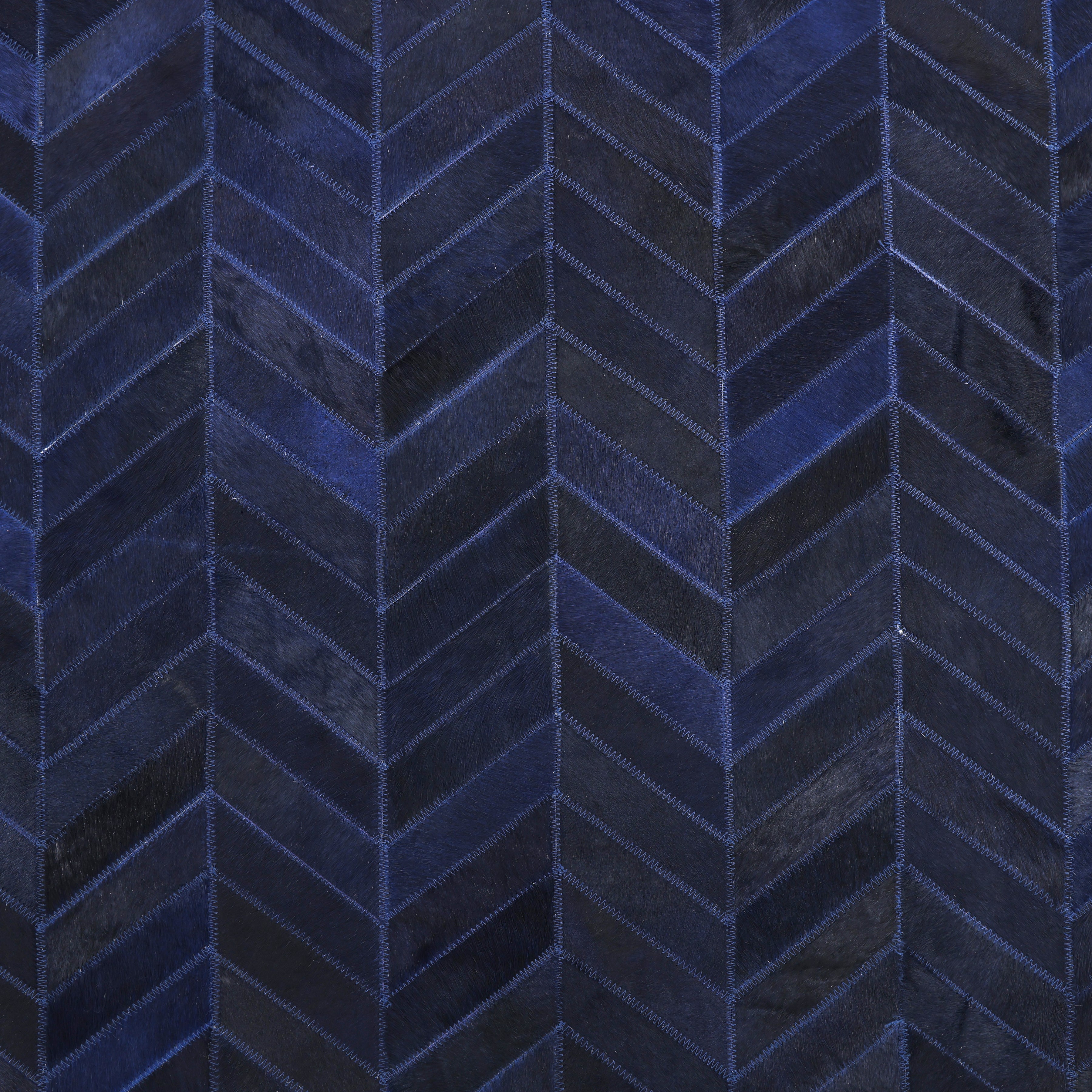 Meir Handmade Contemporary Chevron Blue Area Rug