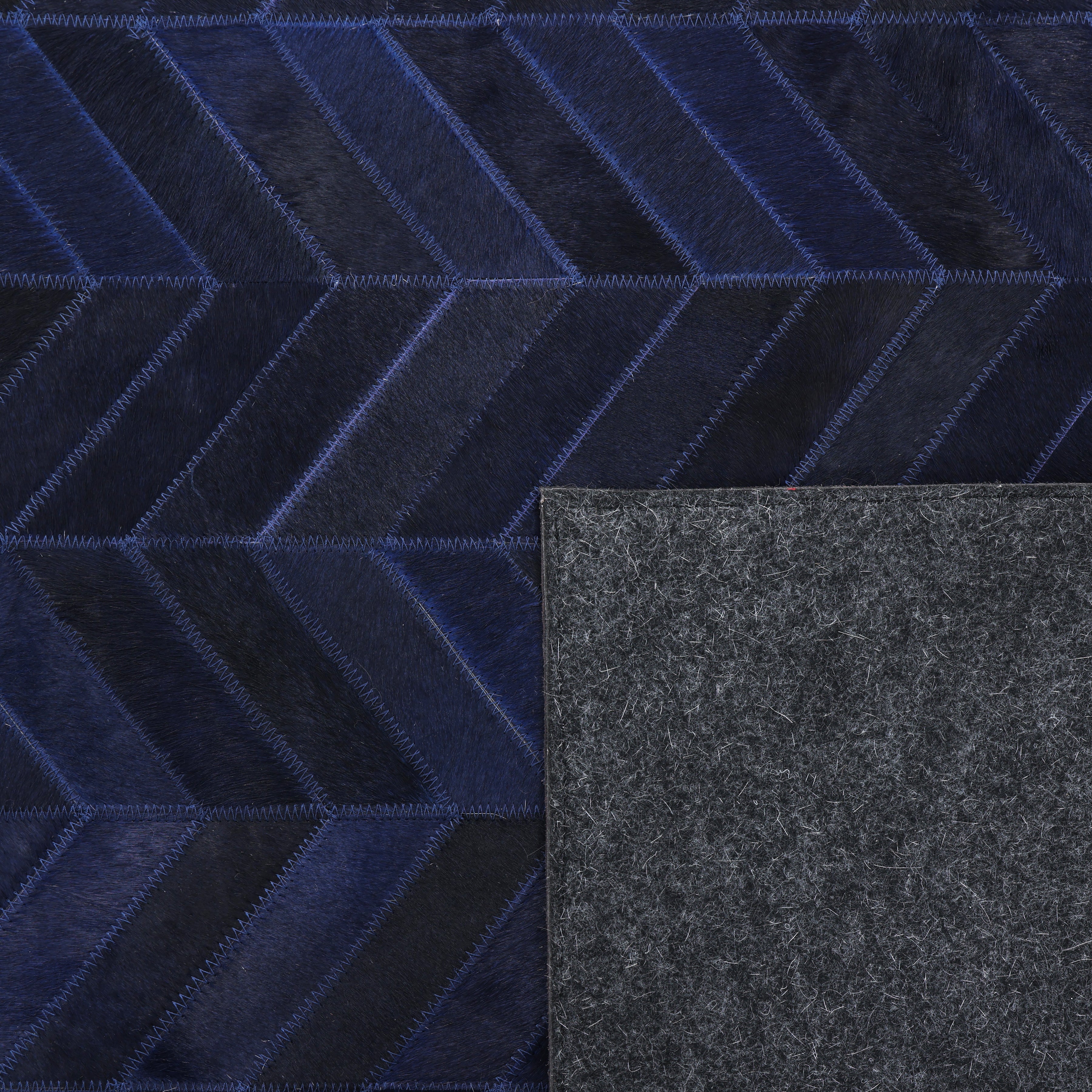 Meir Handmade Contemporary Chevron Blue Area Rug