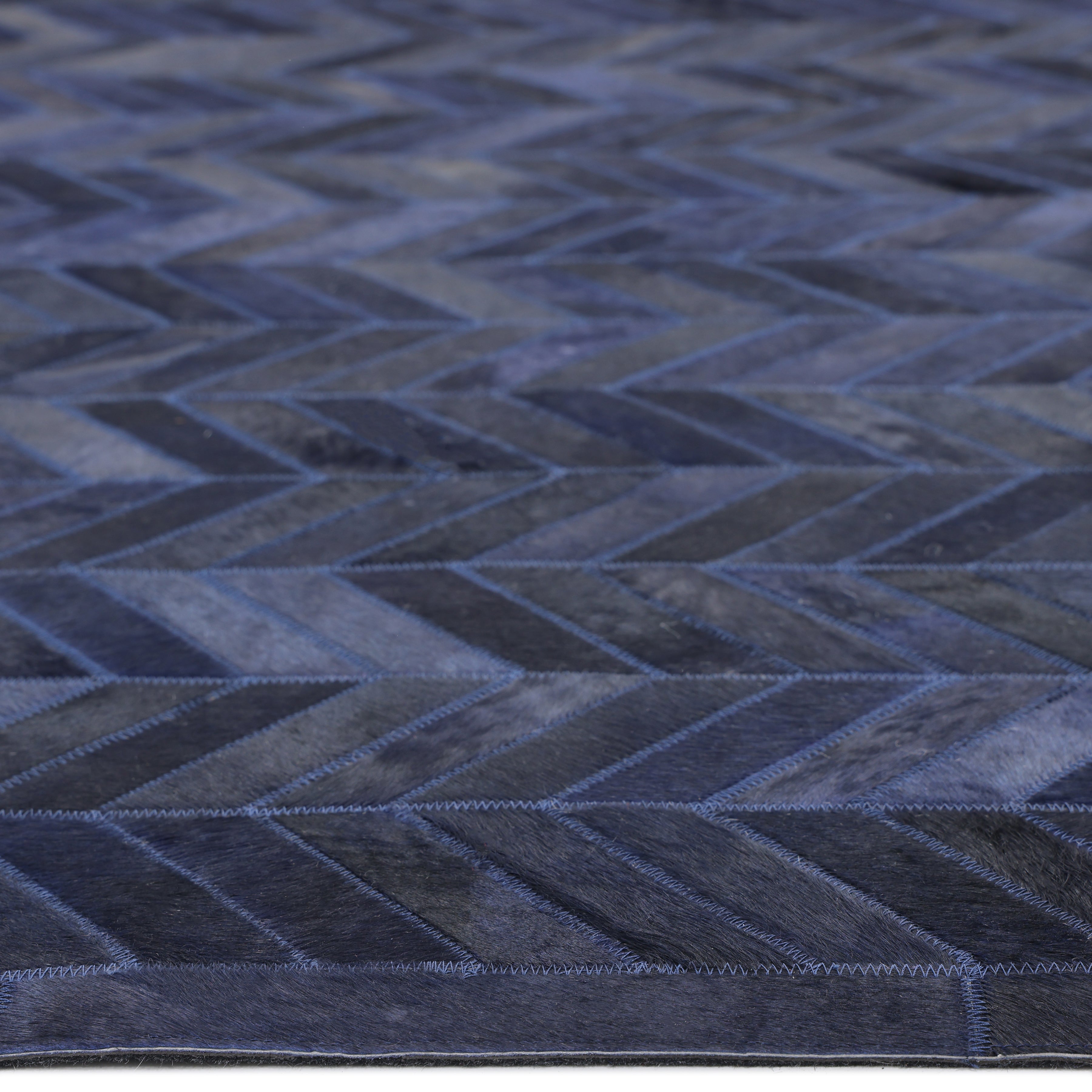 Meir Handmade Contemporary Chevron Blue Area Rug