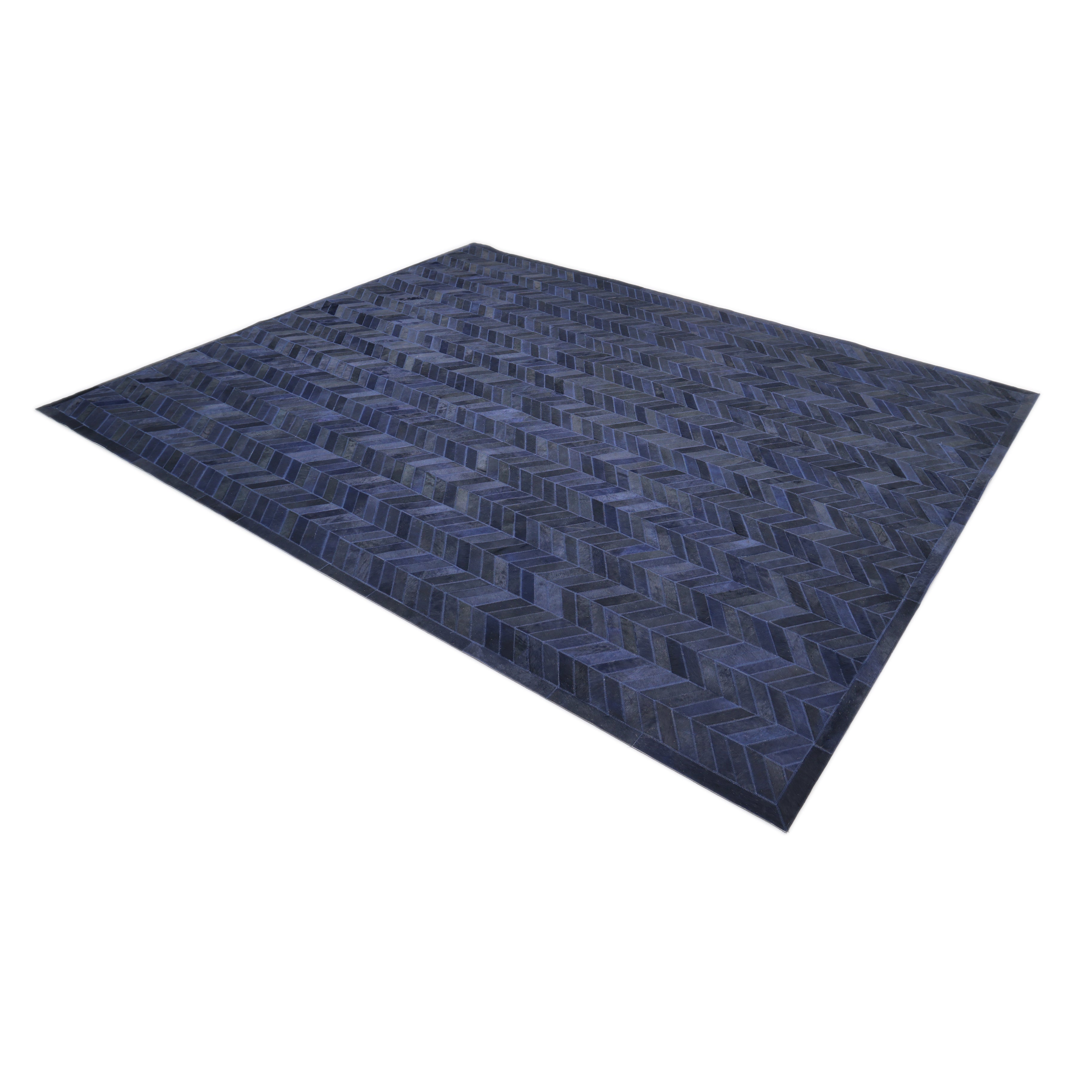 Meir Handmade Contemporary Chevron Blue Area Rug