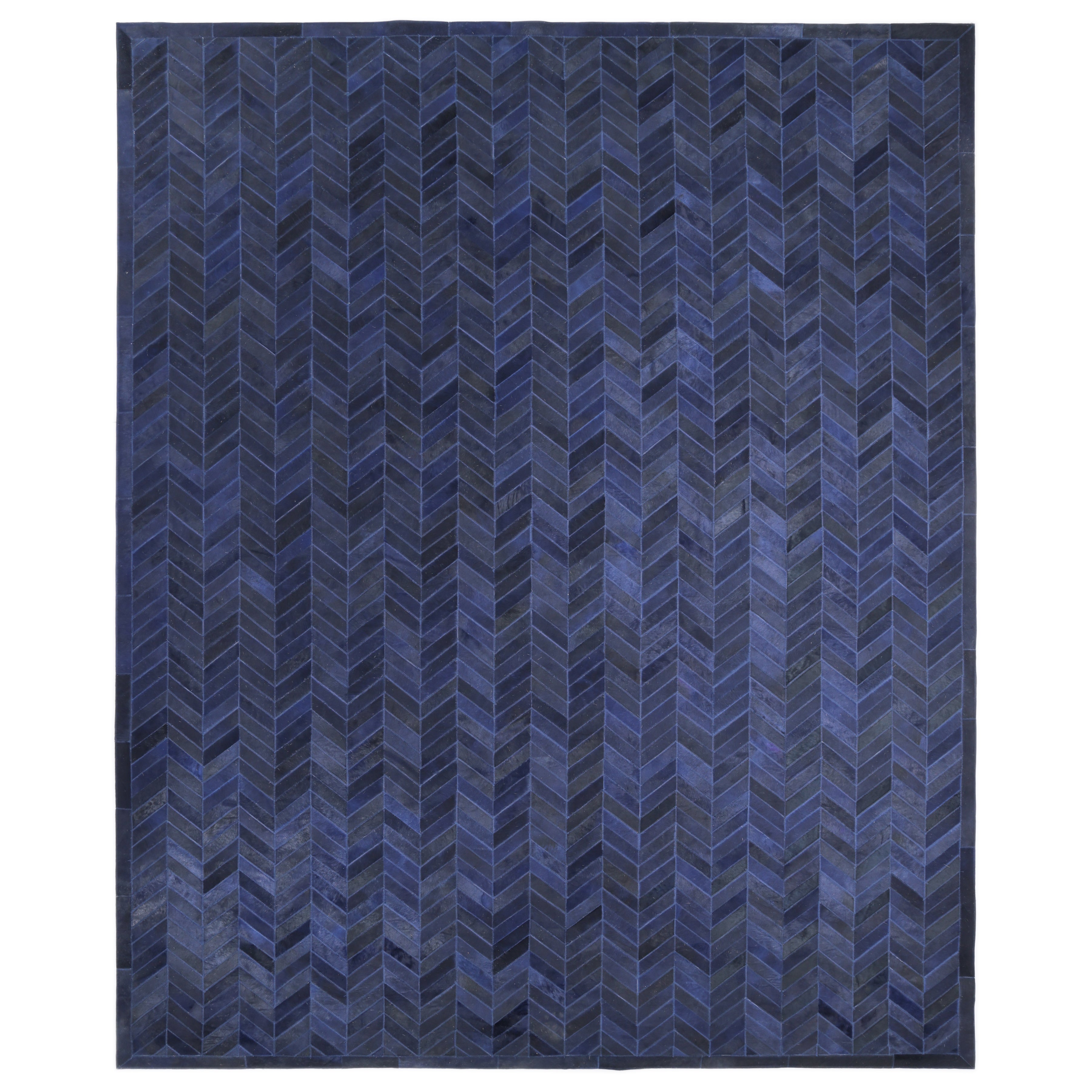 Meir Handmade Contemporary Chevron Blue Area Rug