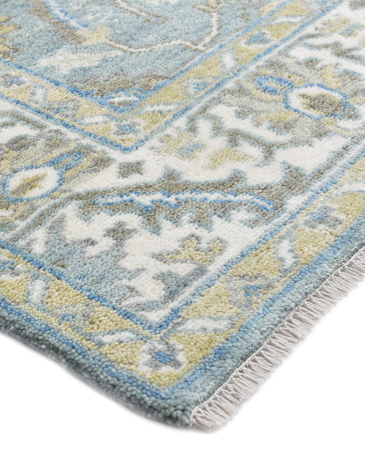 Winston Handmade Traditional Floral Blue Area Rug