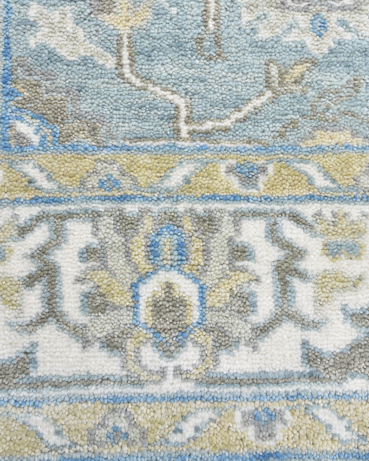 Winston Handmade Traditional Floral Blue Area Rug