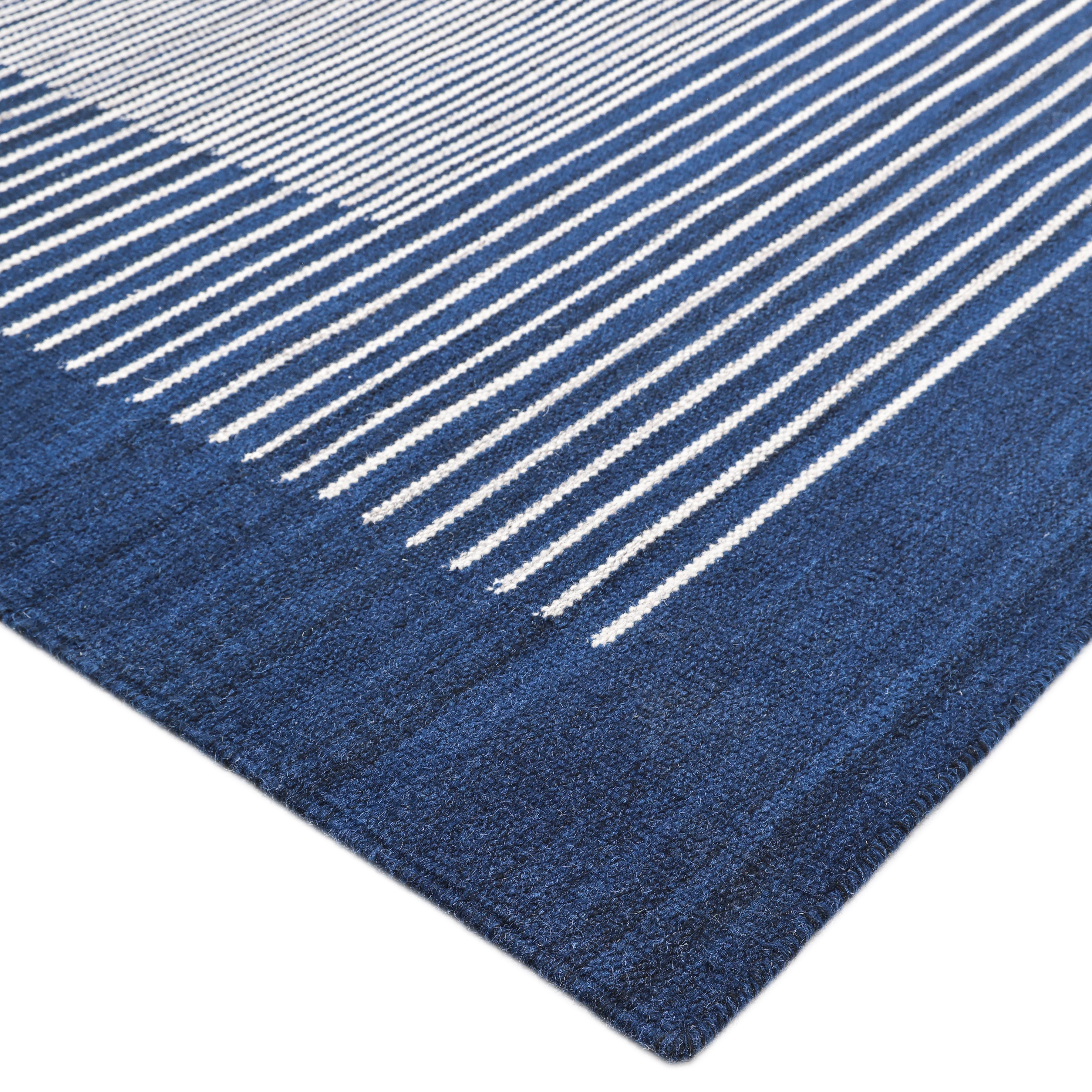 George Handmade Contemporary Striped Navy Area Rug