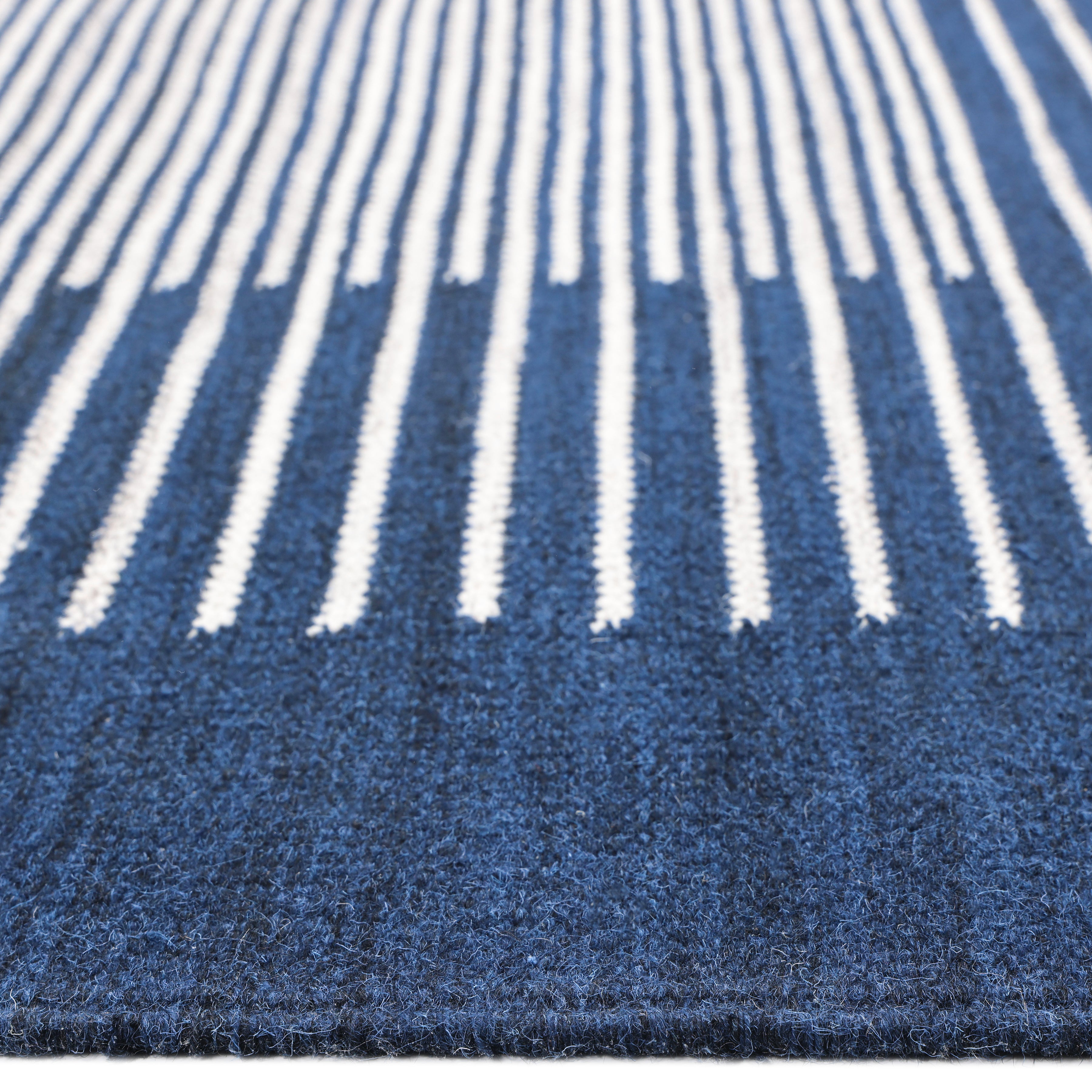 George Handmade Contemporary Striped Navy Area Rug