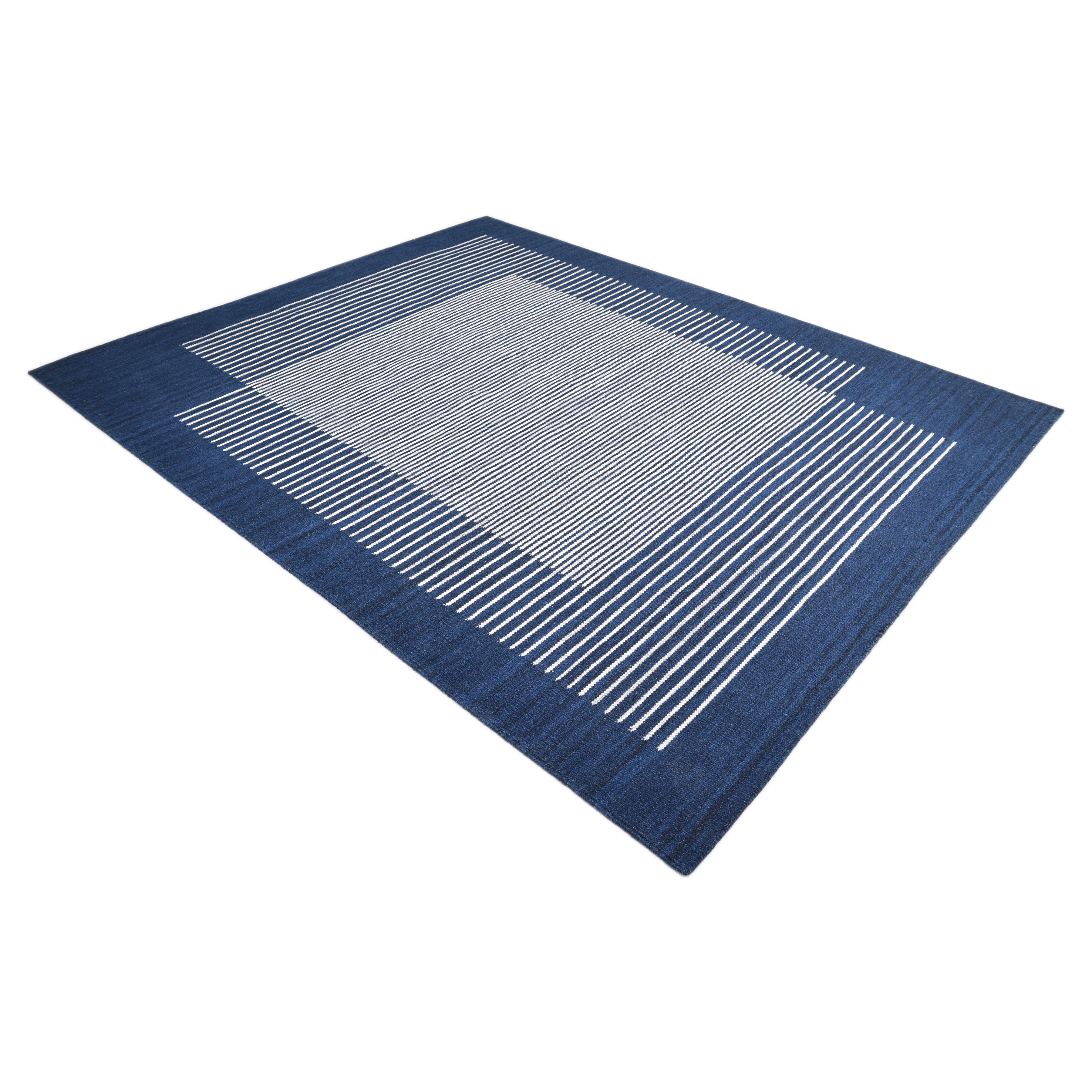 George Handmade Contemporary Striped Navy Area Rug