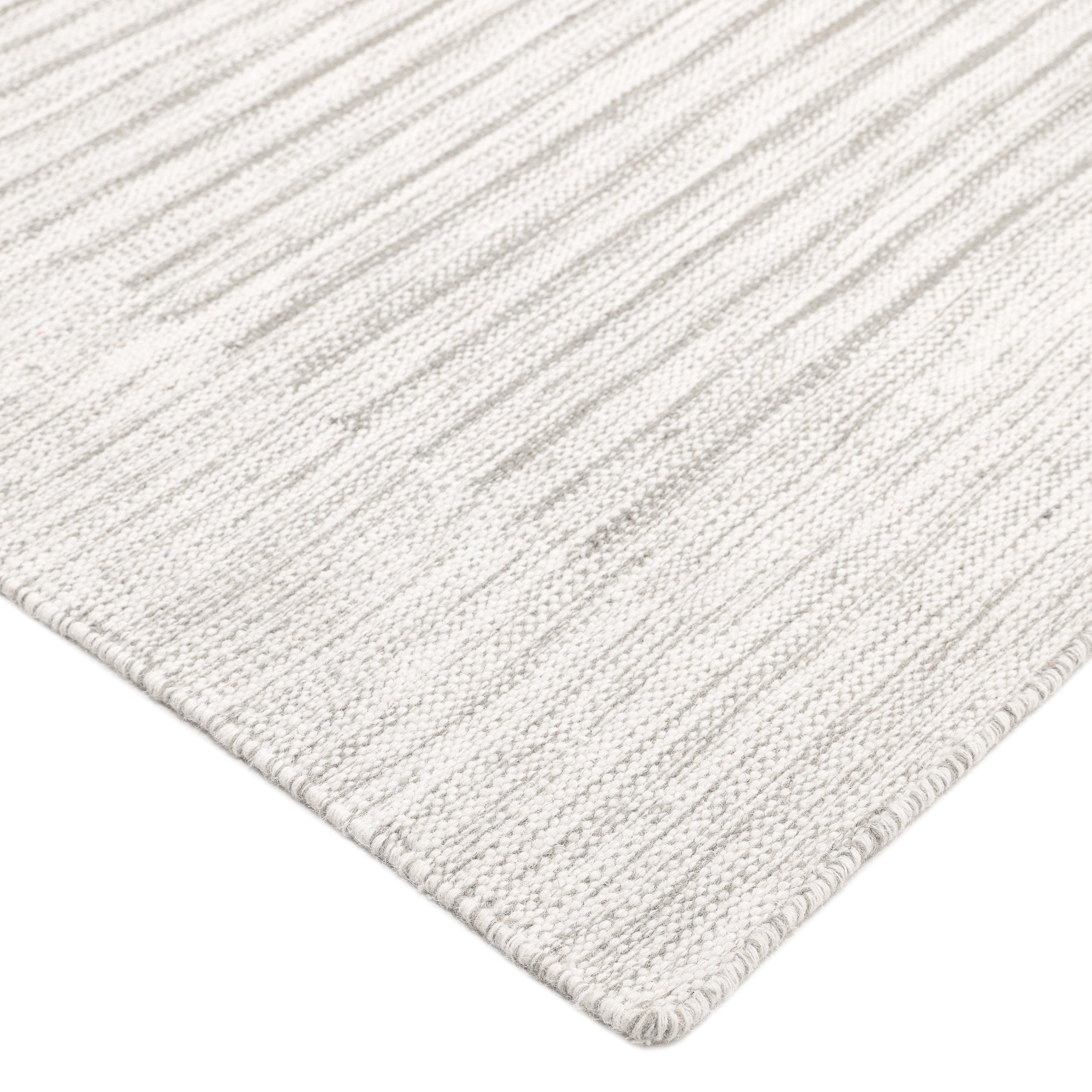 George Handmade Contemporary Striped Silver Area Rug