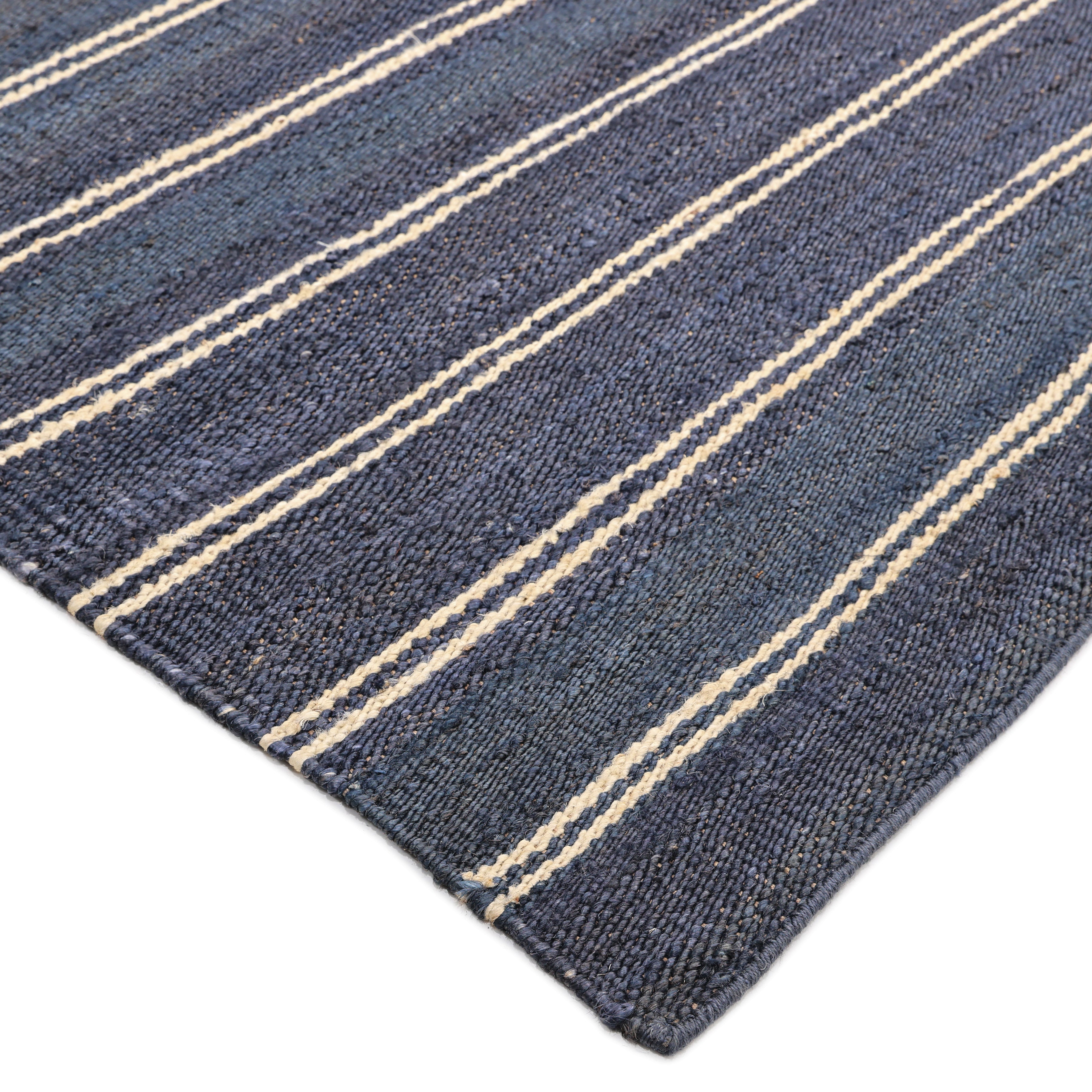 Lilly Handmade Contemporary Striped Blue Area Rug